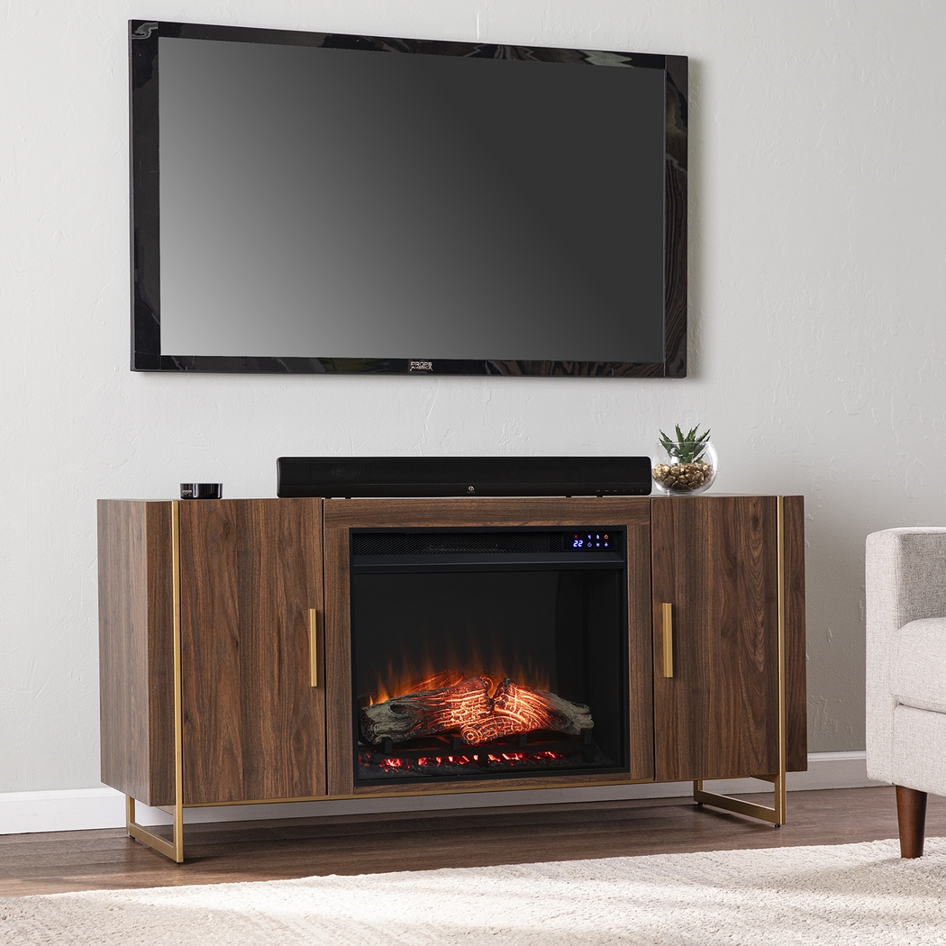 Buckthorne IV Brown 55 in. Console With Touch Panel Fireplace - Thumbnail - Image 3