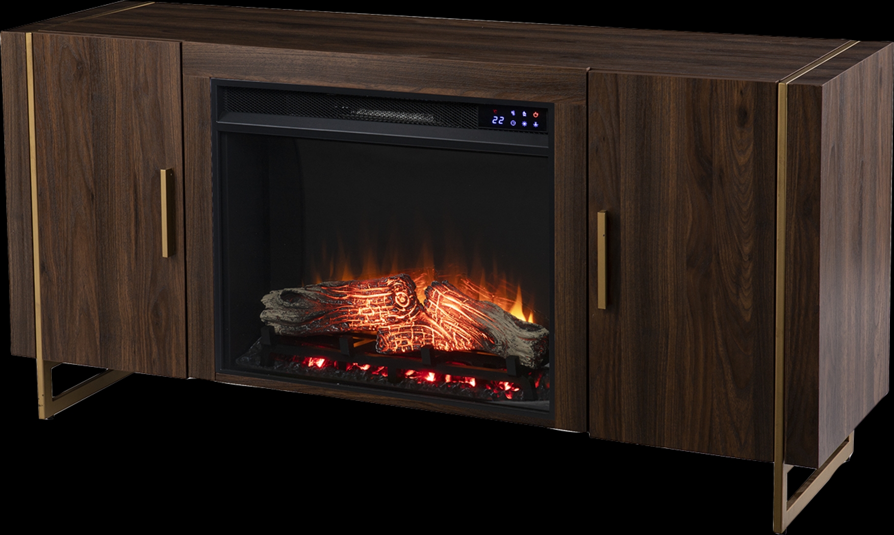 Buckthorne IV Brown 55 in. Console With Touch Panel Fireplace - Thumbnail - Image 1