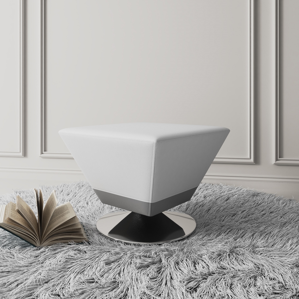 Buecker White Swivel Ottoman - Thumbnail - Image 2