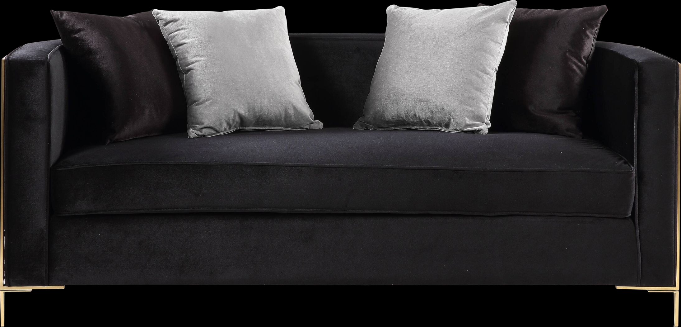 Buellton Black Loveseat with Four Pillows - Thumbnail - Image 2