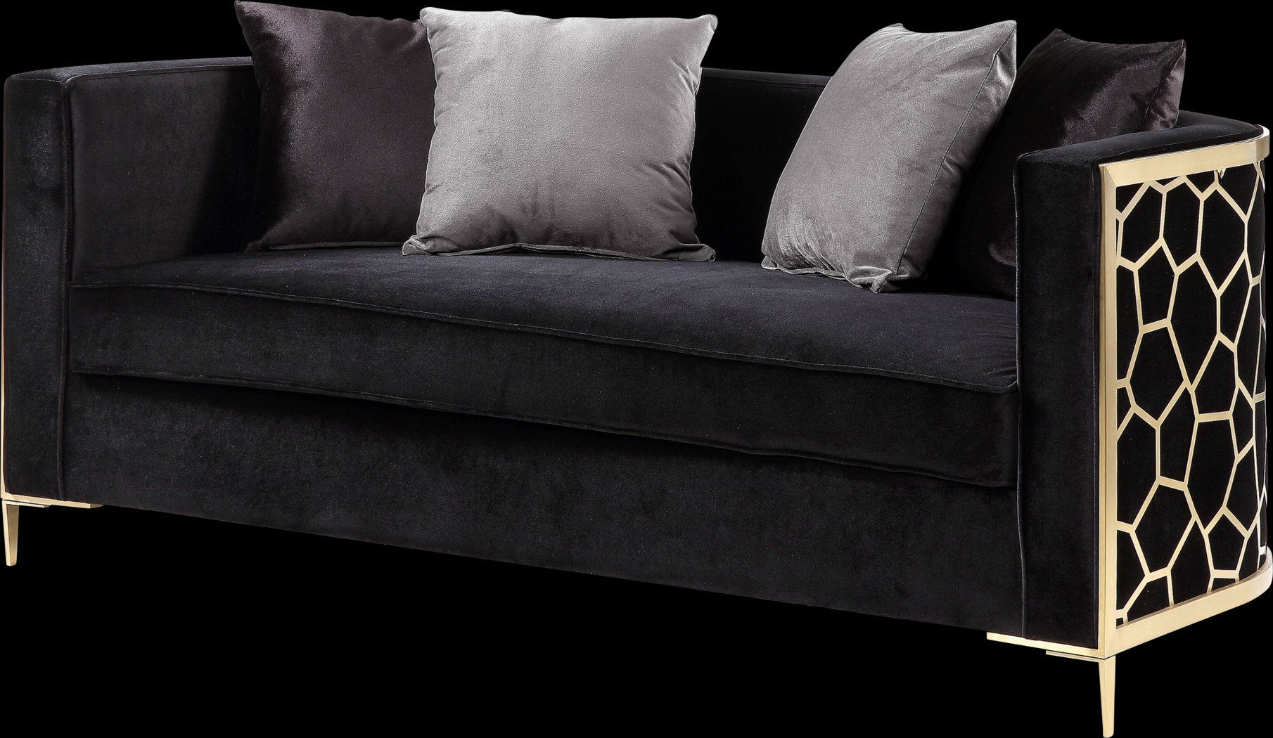 Buellton Black Loveseat with Four Pillows - Thumbnail - Image 1