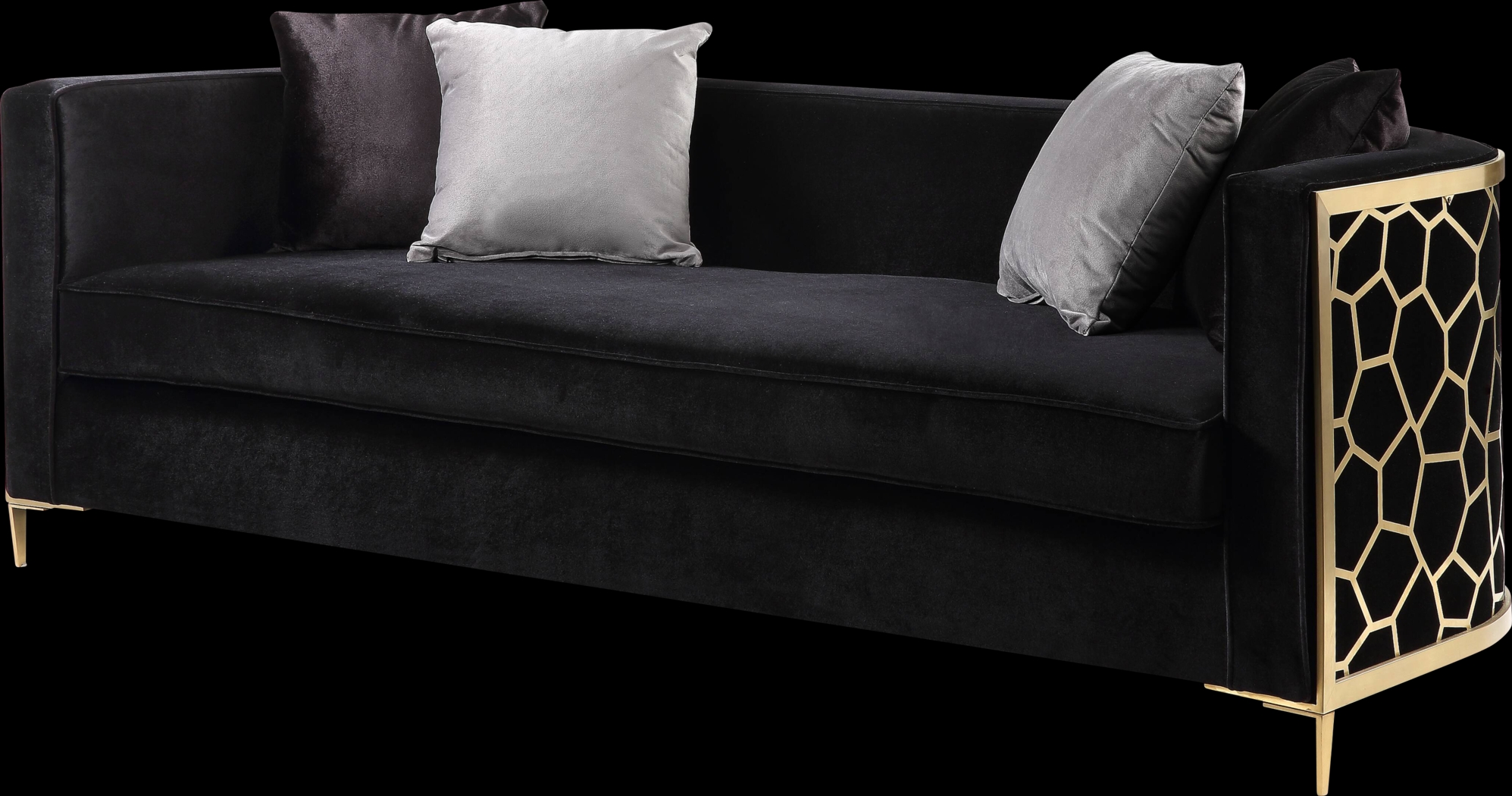 Buellton Black Sofa with Four Pillows - Thumbnail - Image 1