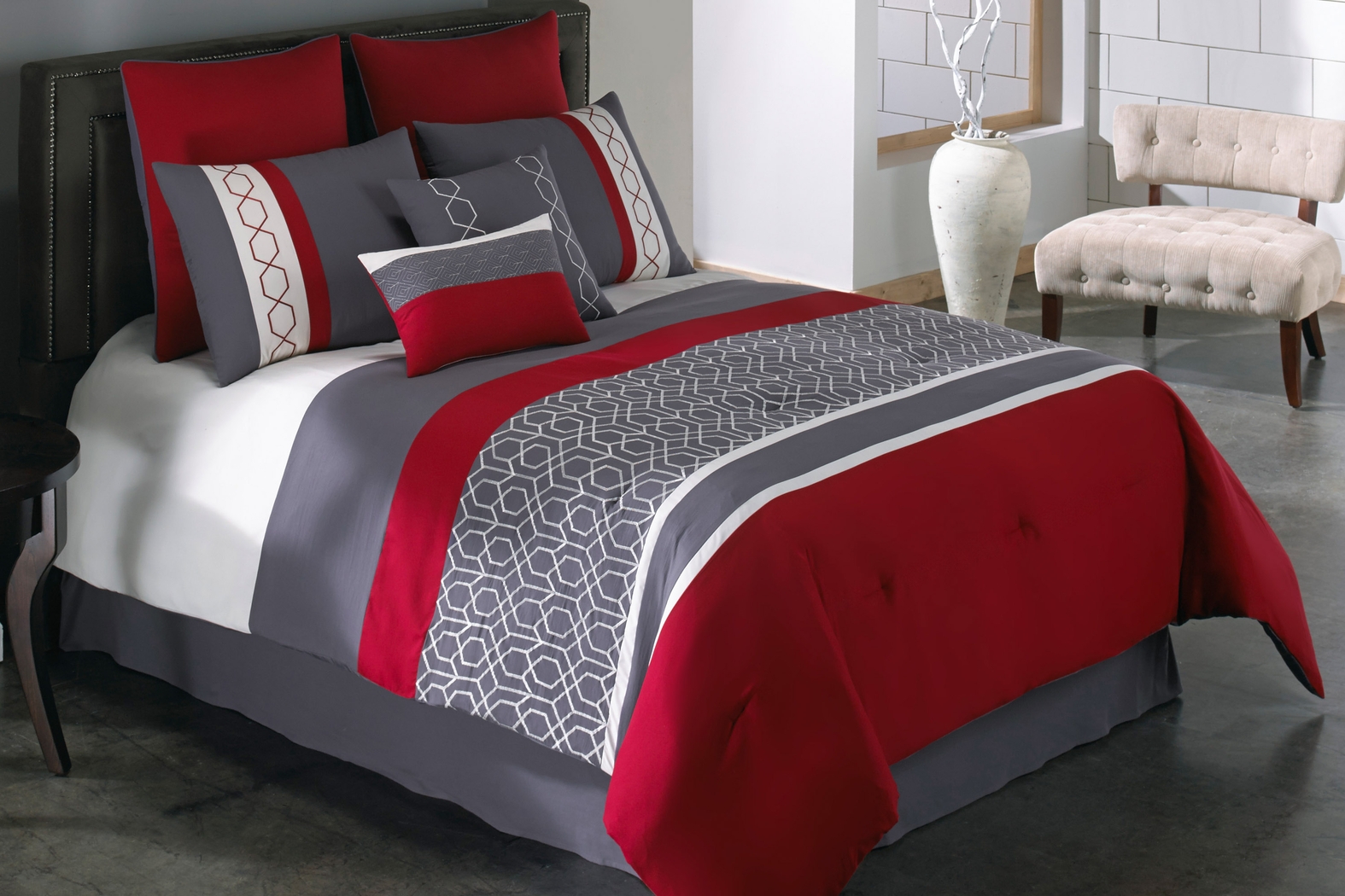 Bugshotte Red 8 Pc King Comforter Set - Thumbnail - Image 1