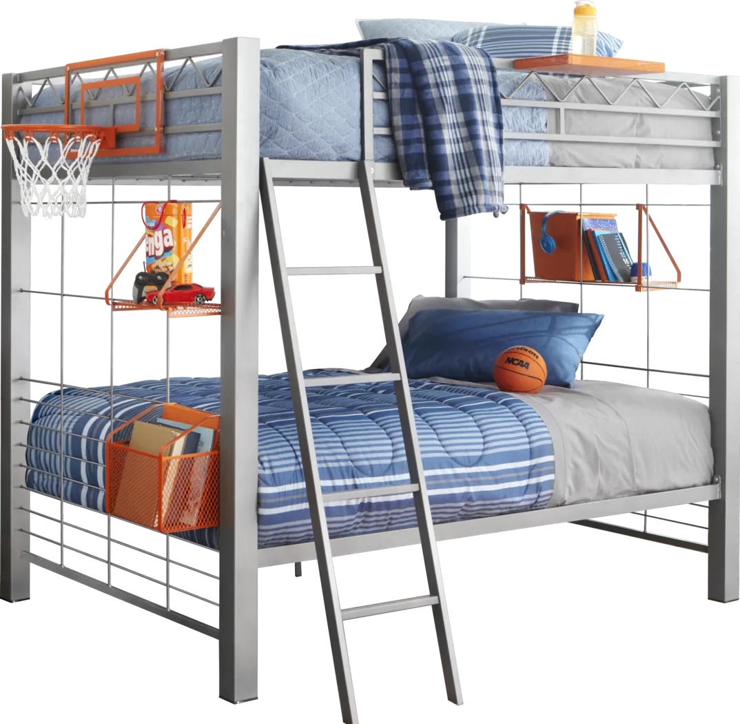Build-a-Bunk Gray 3 Pc Twin/Twin Bunk Bed with Orange Accessories - Thumbnail - Image 1