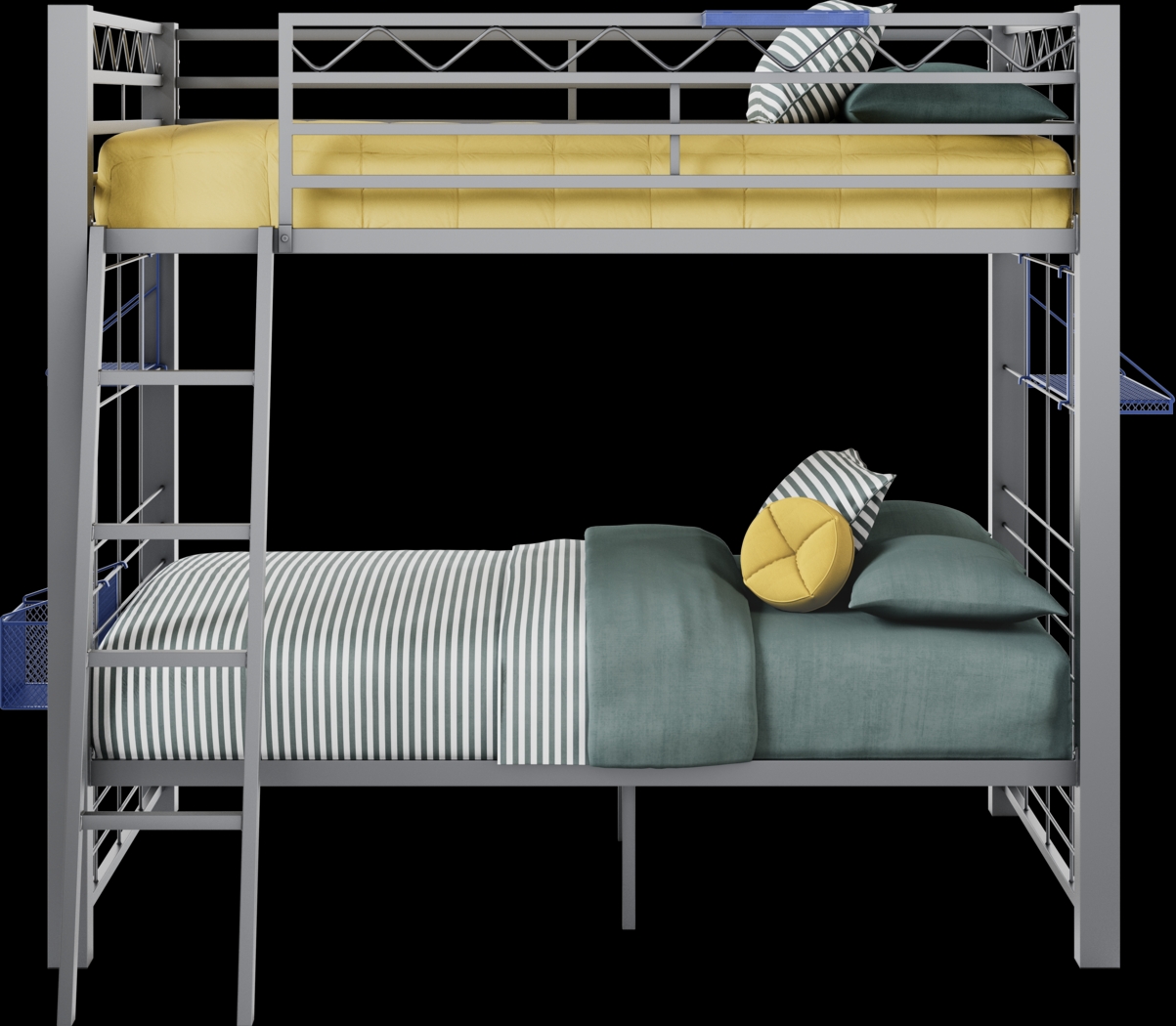 Build-a-Bunk Gray Full/Full Bunk Bed with Blue Accessories - Thumbnail - Image 3