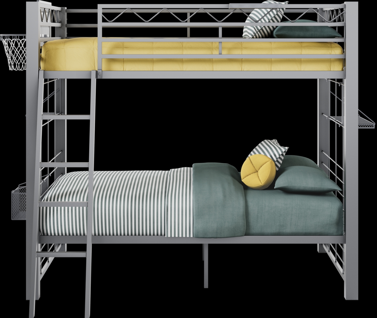 Build-a-Bunk Gray Full/Full Bunk Bed with Gray Accessories and Basketball Hoop - Thumbnail - Image 3
