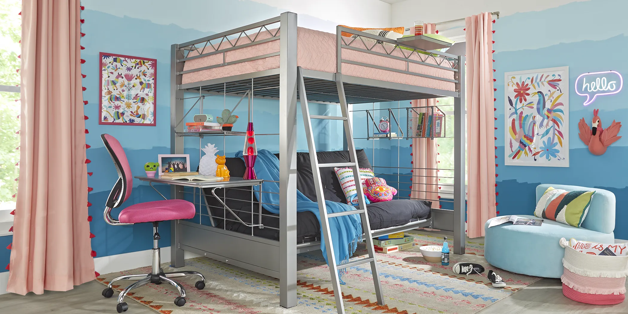 Build-a-Bunk Gray Full/Futon Bunk Bed with Gray Accessories - Thumbnail - Image 1