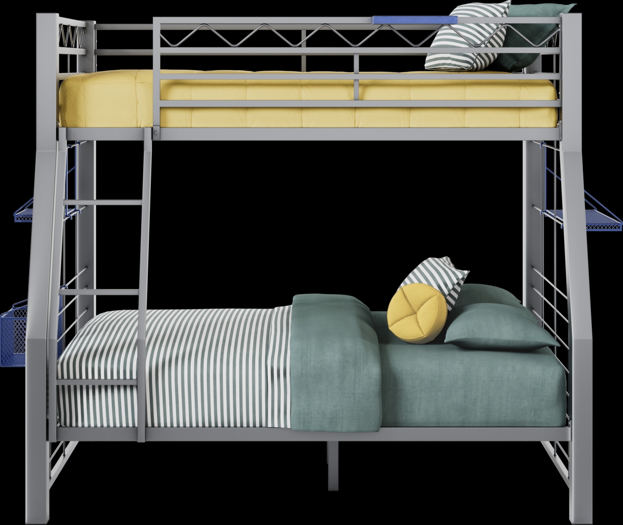 Build-a-Bunk Gray Twin/Full Bunk Bed with Blue Accessories - Thumbnail - Image 3