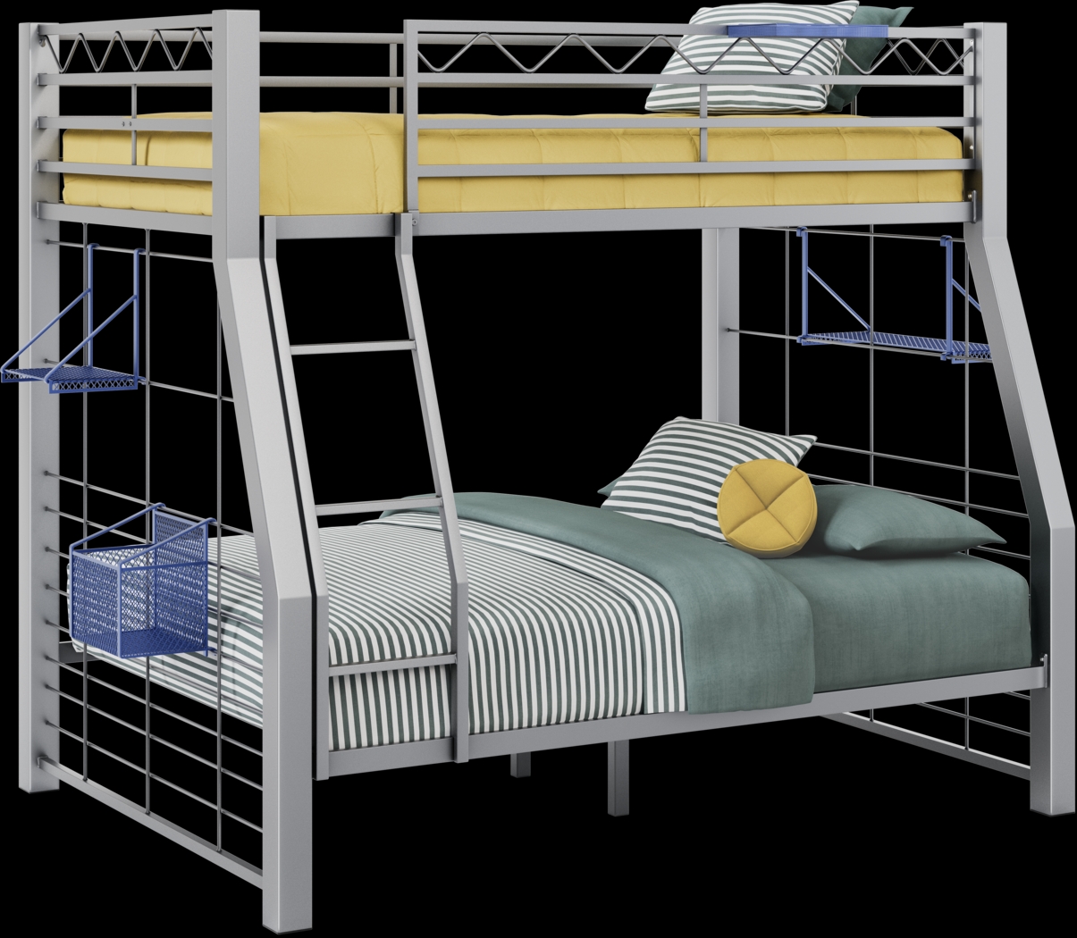 Build-a-Bunk Gray Twin/Full Bunk Bed with Blue Accessories - Thumbnail - Image 1