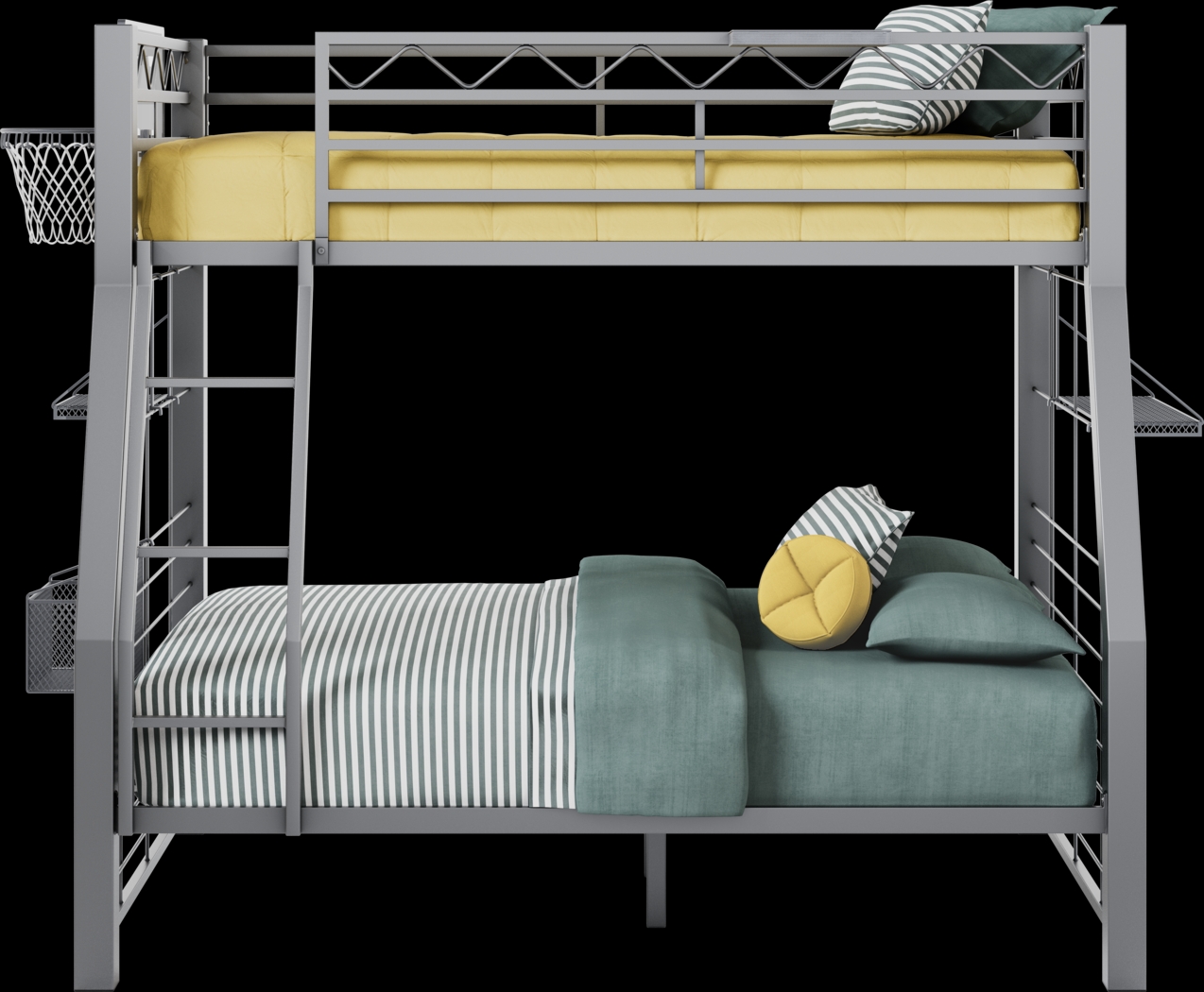 Build-A-Bunk Gray Twin/Full Bunk Bed with Gray Accessories and Basketball Hoop - Thumbnail - Image 2