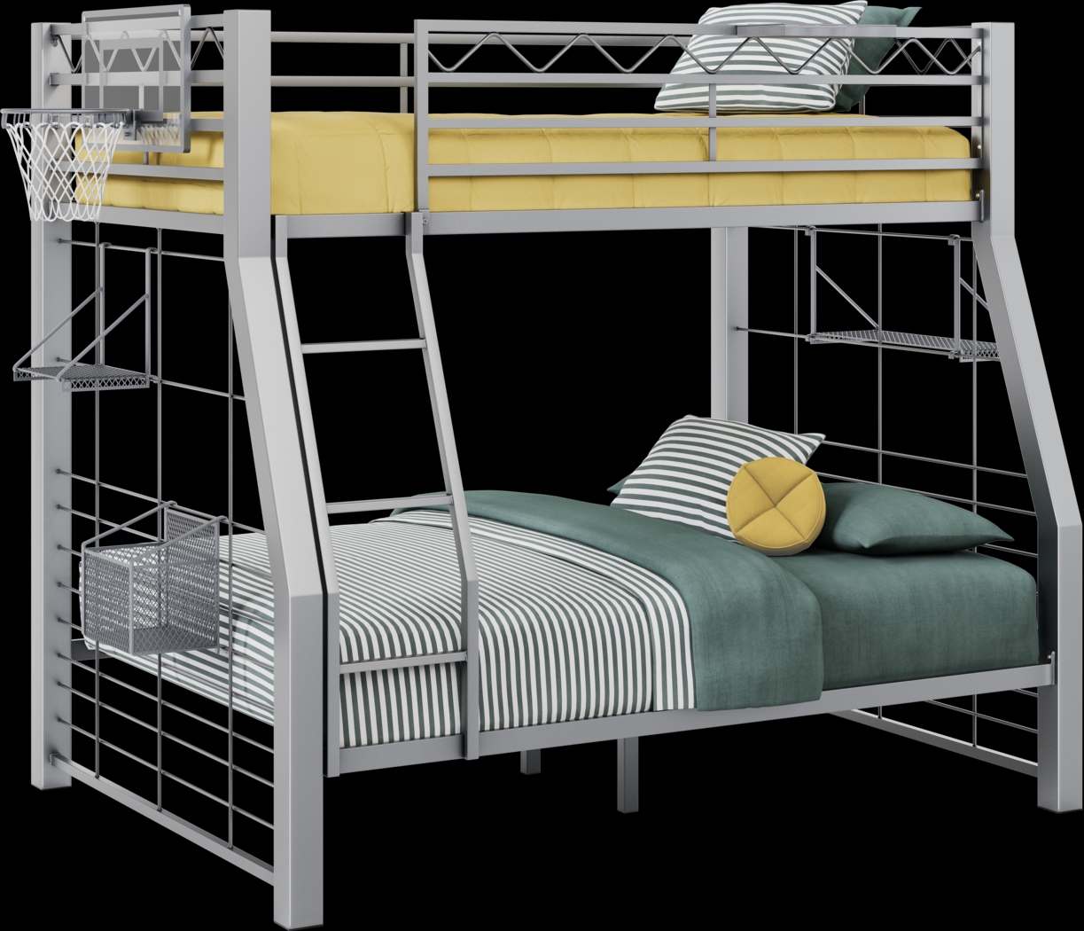 Build-A-Bunk Gray Twin/Full Bunk Bed with Gray Accessories and Basketball Hoop - Thumbnail - Image 1
