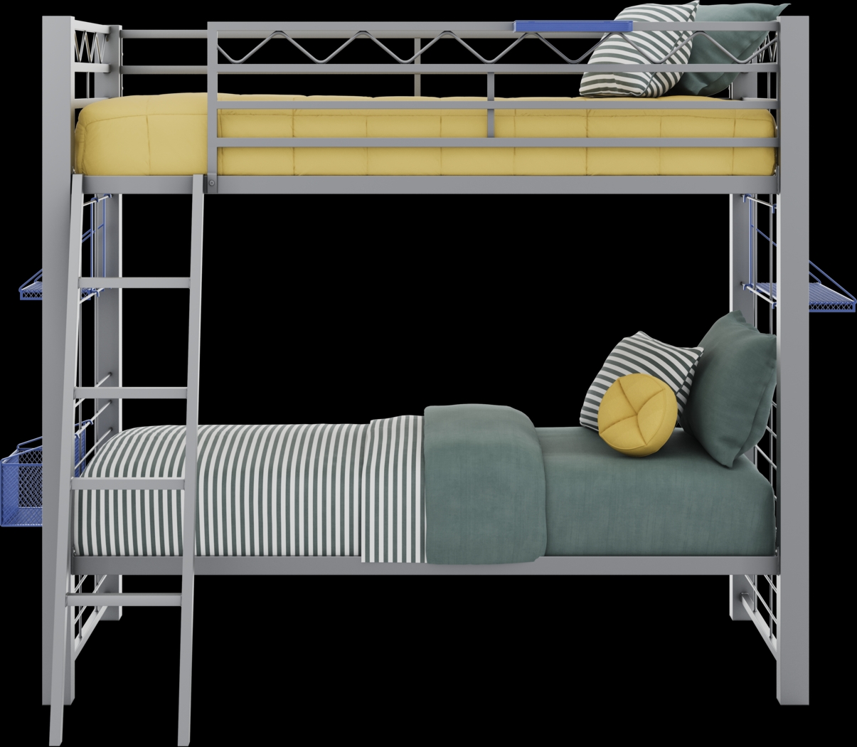 Build-a-Bunk Gray Twin/Twin Bunk Bed with Blue Accessories - Thumbnail - Image 3