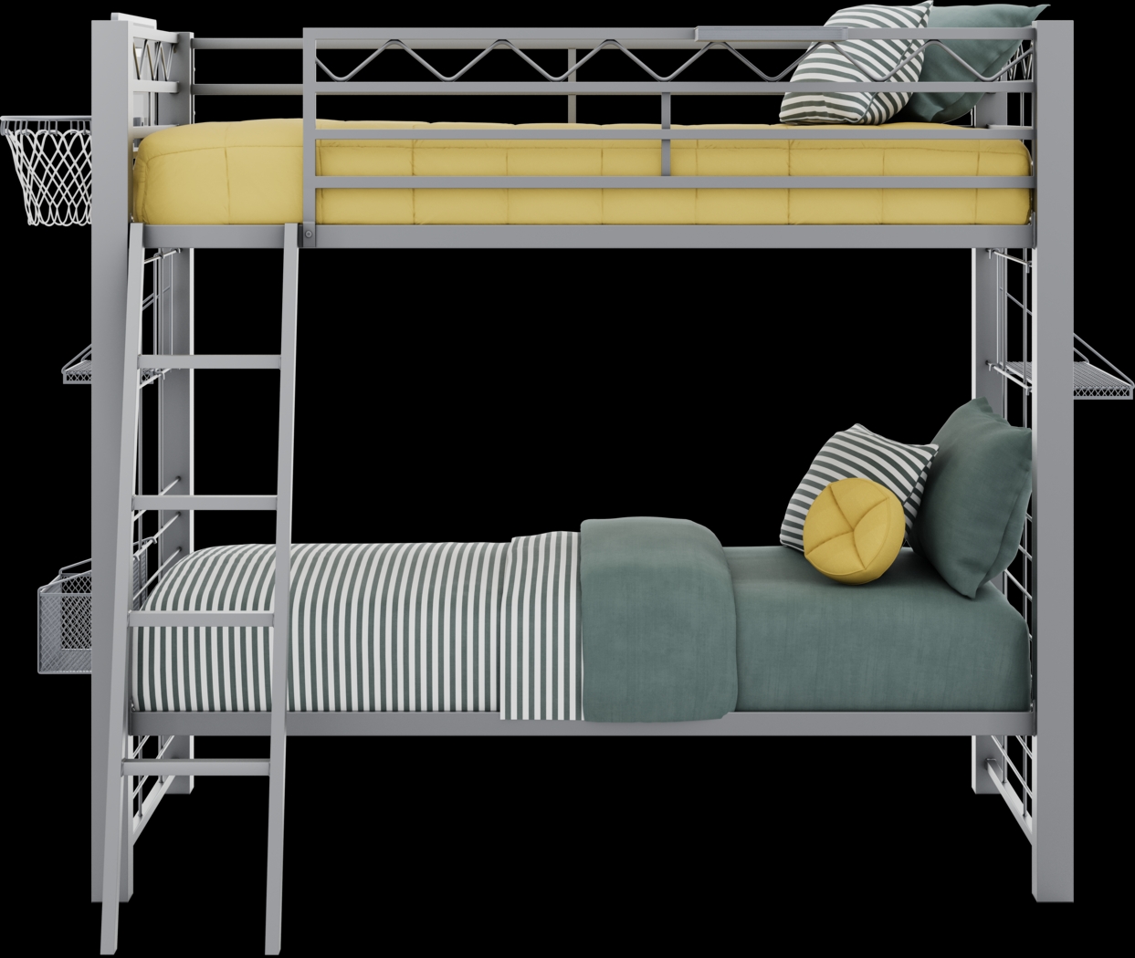 Build-a-Bunk Gray Twin/Twin Bunk Bed with Gray Accessories and Basketball Hoop - Thumbnail - Image 2