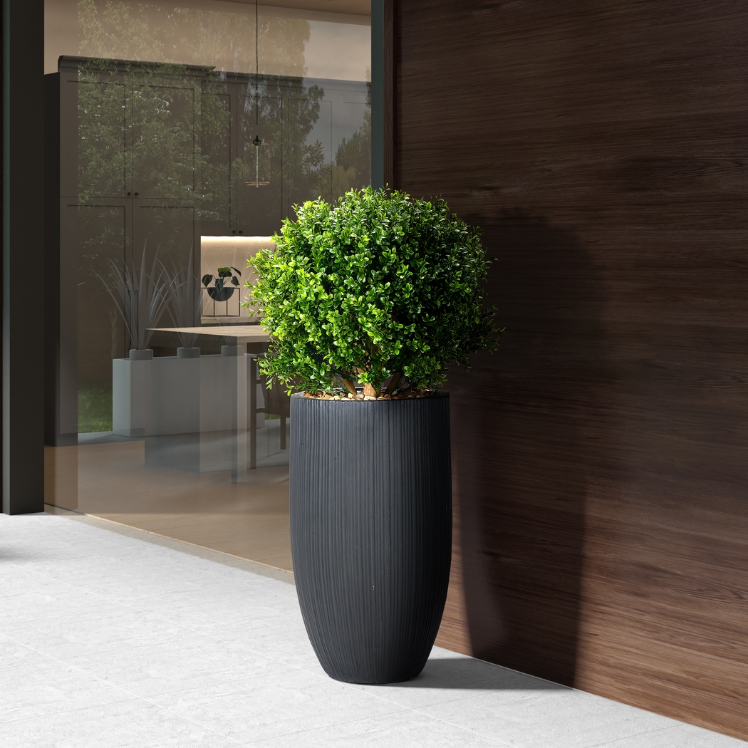 Buis Green 41 in. UV Artifical Boxwood Ball in Black Planter - Thumbnail - Image 2