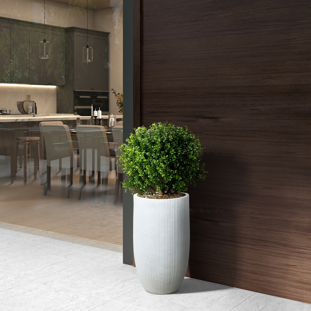 Buis Green 41 in. UV Artifical Boxwood Ball in White Planter - Thumbnail - Image 2