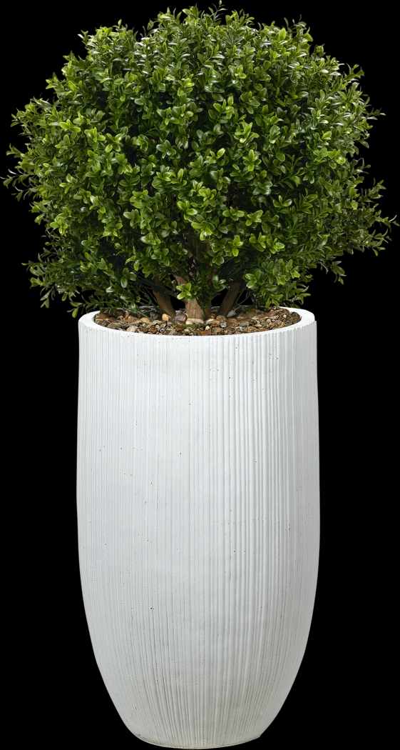 Buis Green 41 in. UV Artifical Boxwood Ball in White Planter - Thumbnail - Image 1