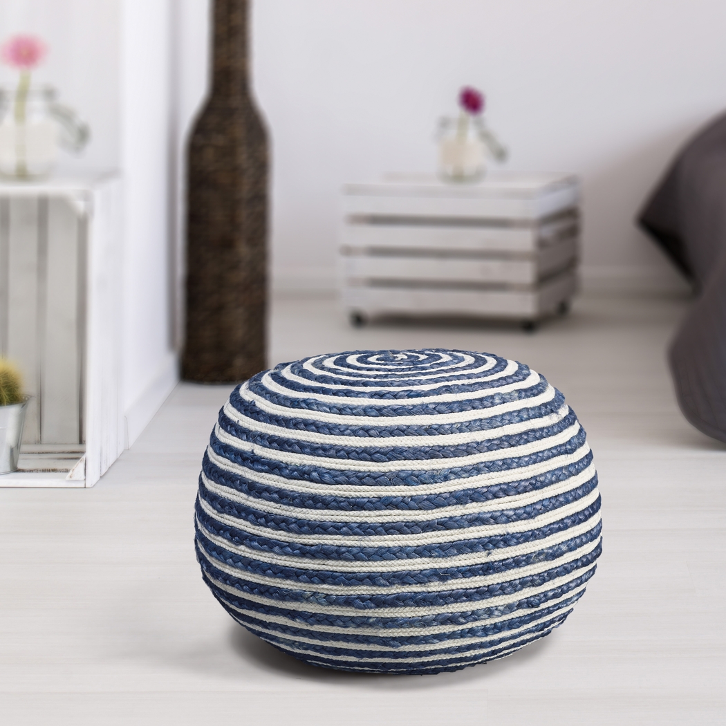 Buitra Blue/White Pouf - Thumbnail - Image 2