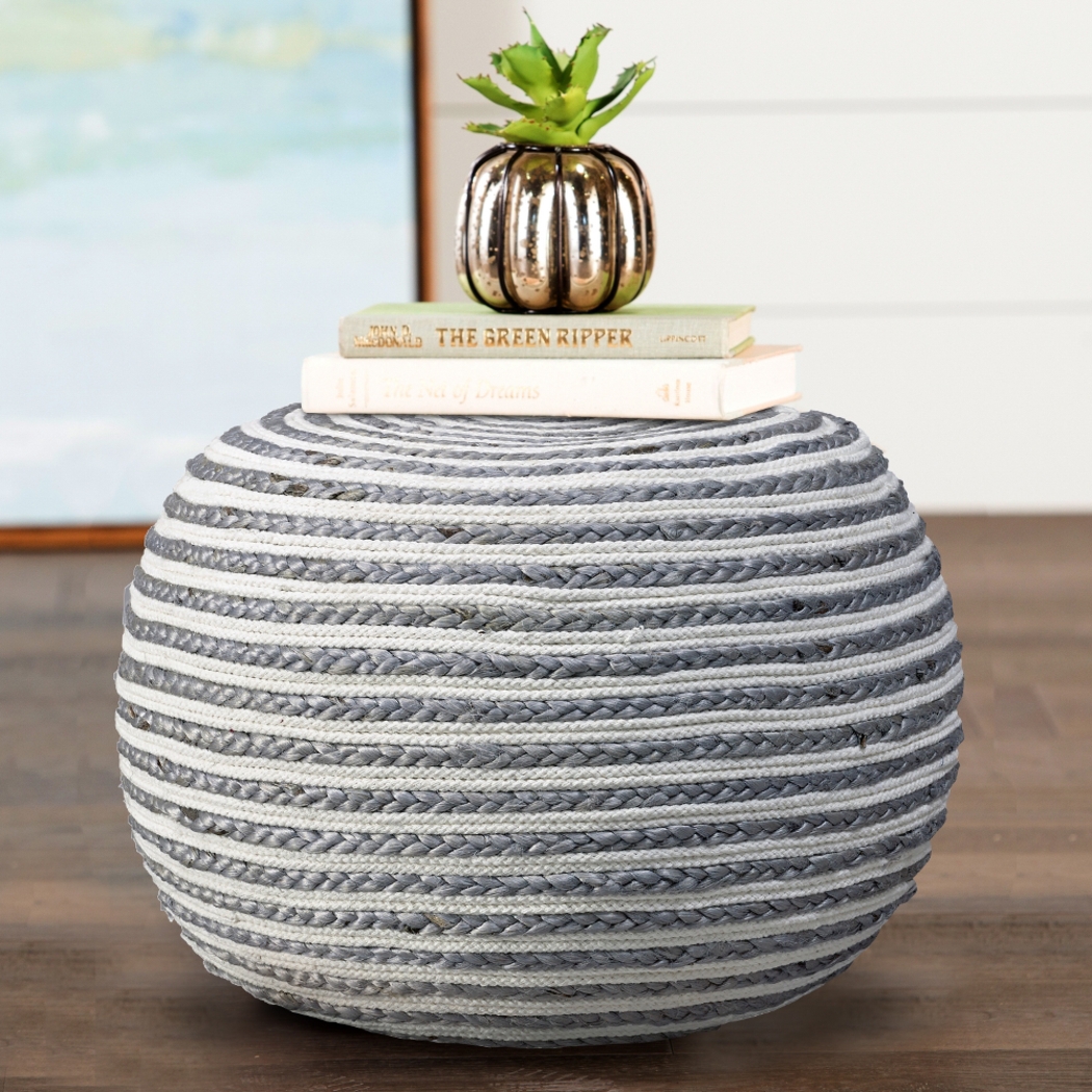 Buitra Gray/White Pouf - Thumbnail - Image 3