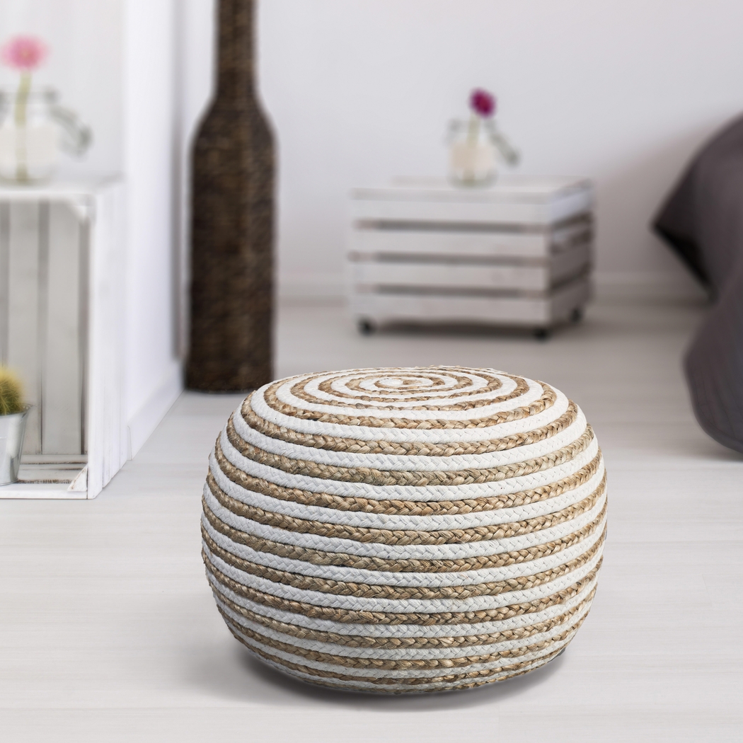 Buitra Tan/White Pouf - Thumbnail - Image 2