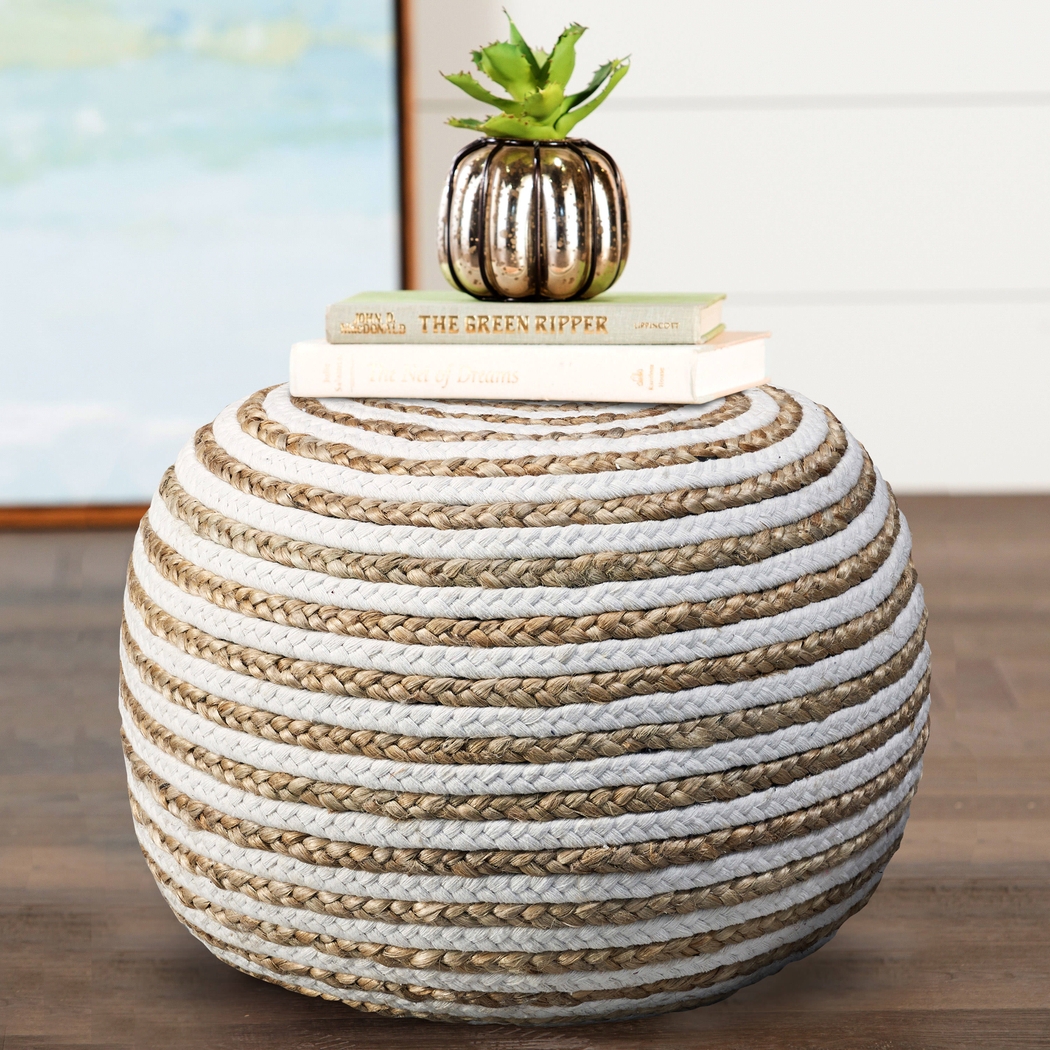 Buitra Tan/White Pouf - Thumbnail - Image 3
