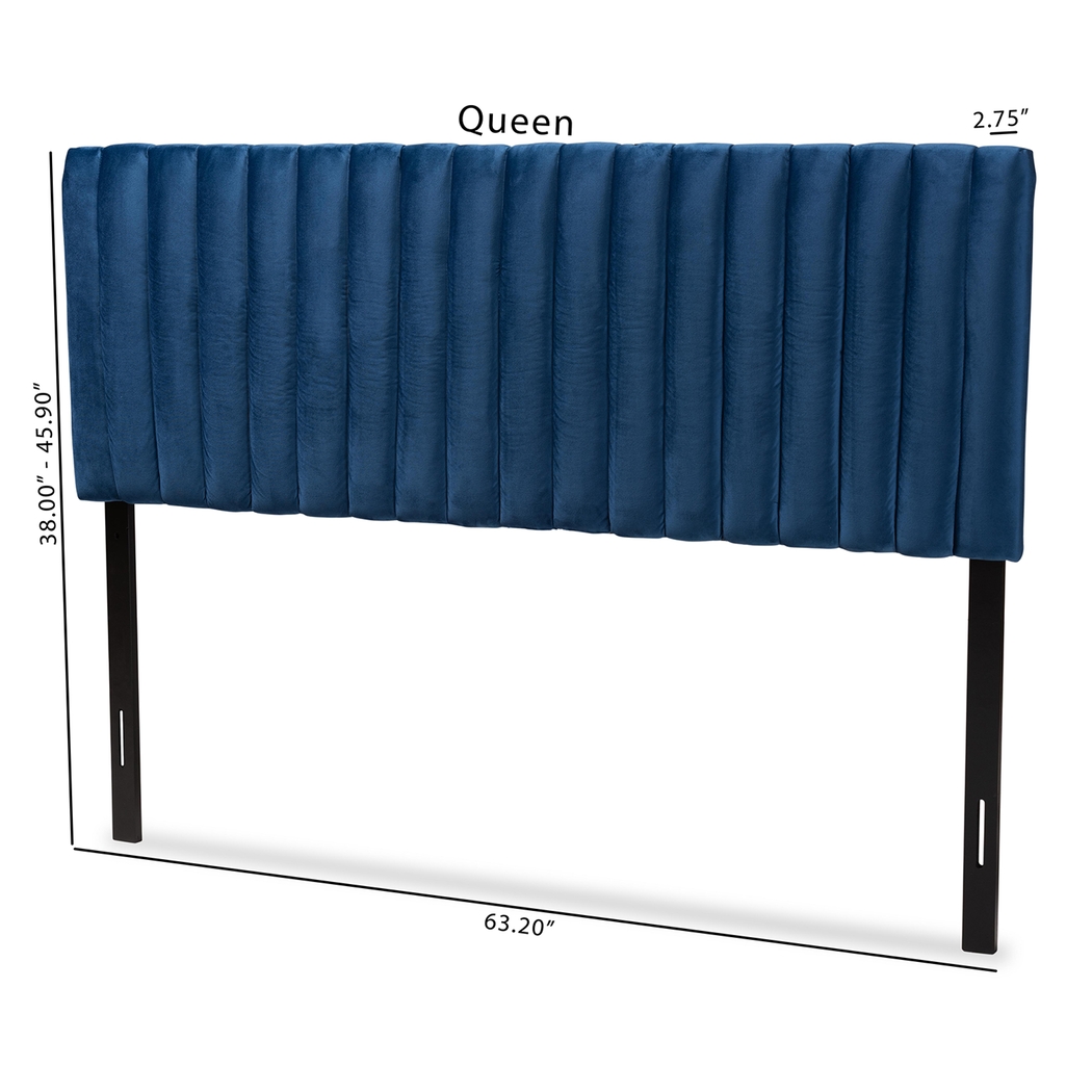 Bunchberry Navy Queen Upholstered Headboard - Thumbnail - Image 6