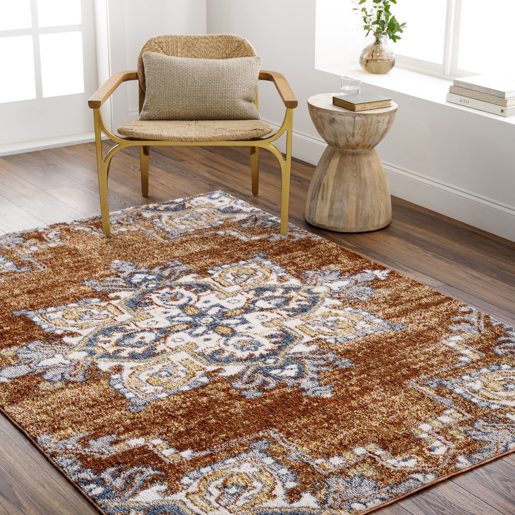 Bungori Orange 5'3 x 7' Area Rug - Thumbnail - Image 2
