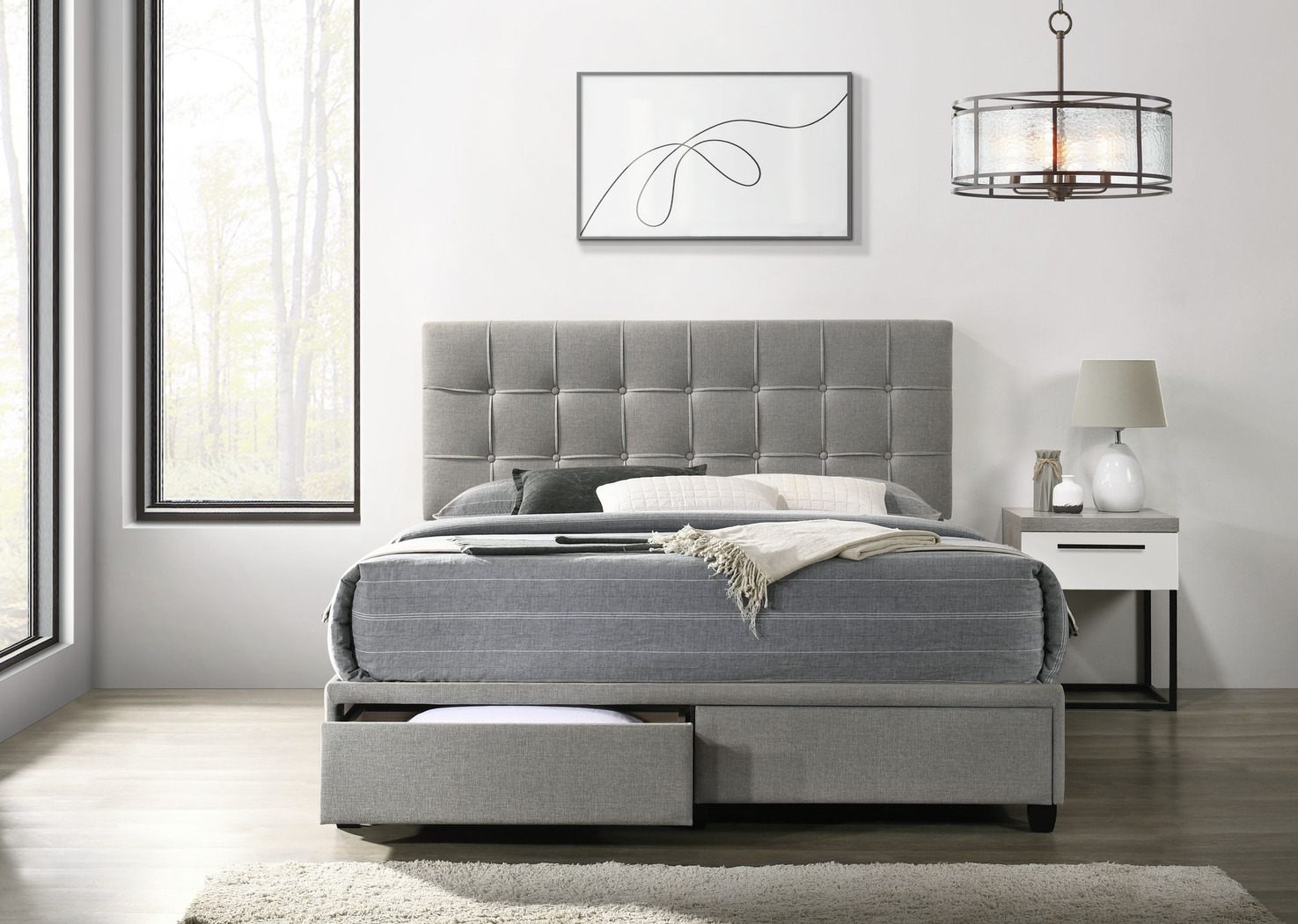 Burchell Gray Queen Platform Storage Bed - Thumbnail - Image 2