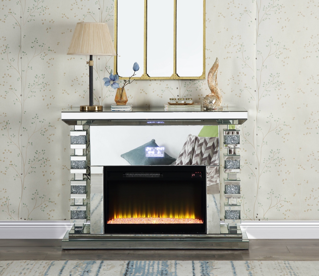 Burghard Silver 47 in. Console, With Electric Fireplace - Thumbnail - Image 2