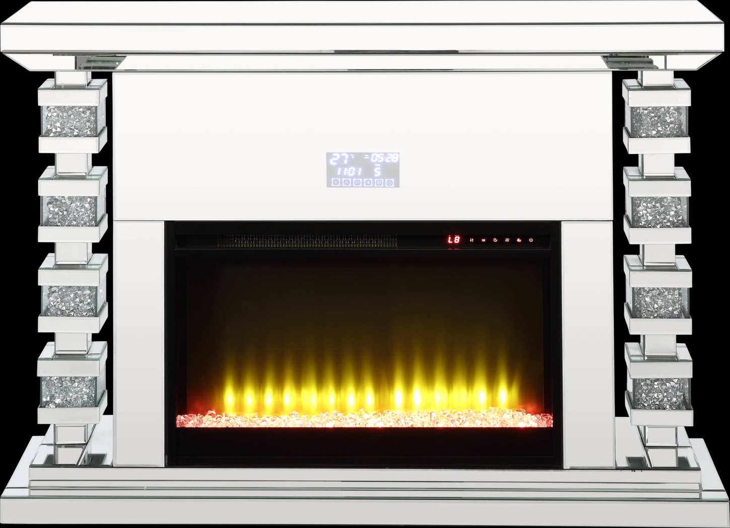 Burghard Silver 47 in. Console, With Electric Fireplace - Thumbnail - Image 1