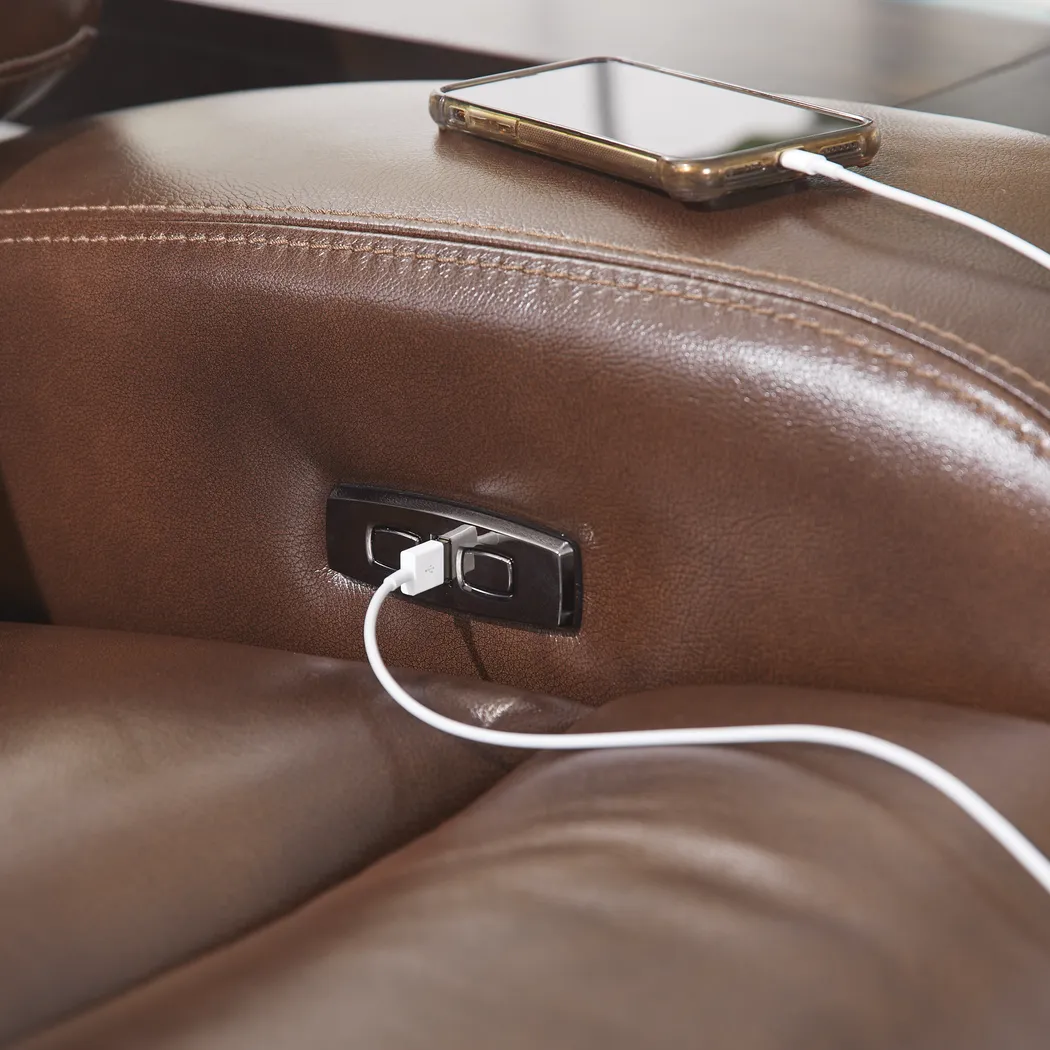 Burgio Brown Leather 5 Pc Reclining Living Room - Thumbnail - Image 5