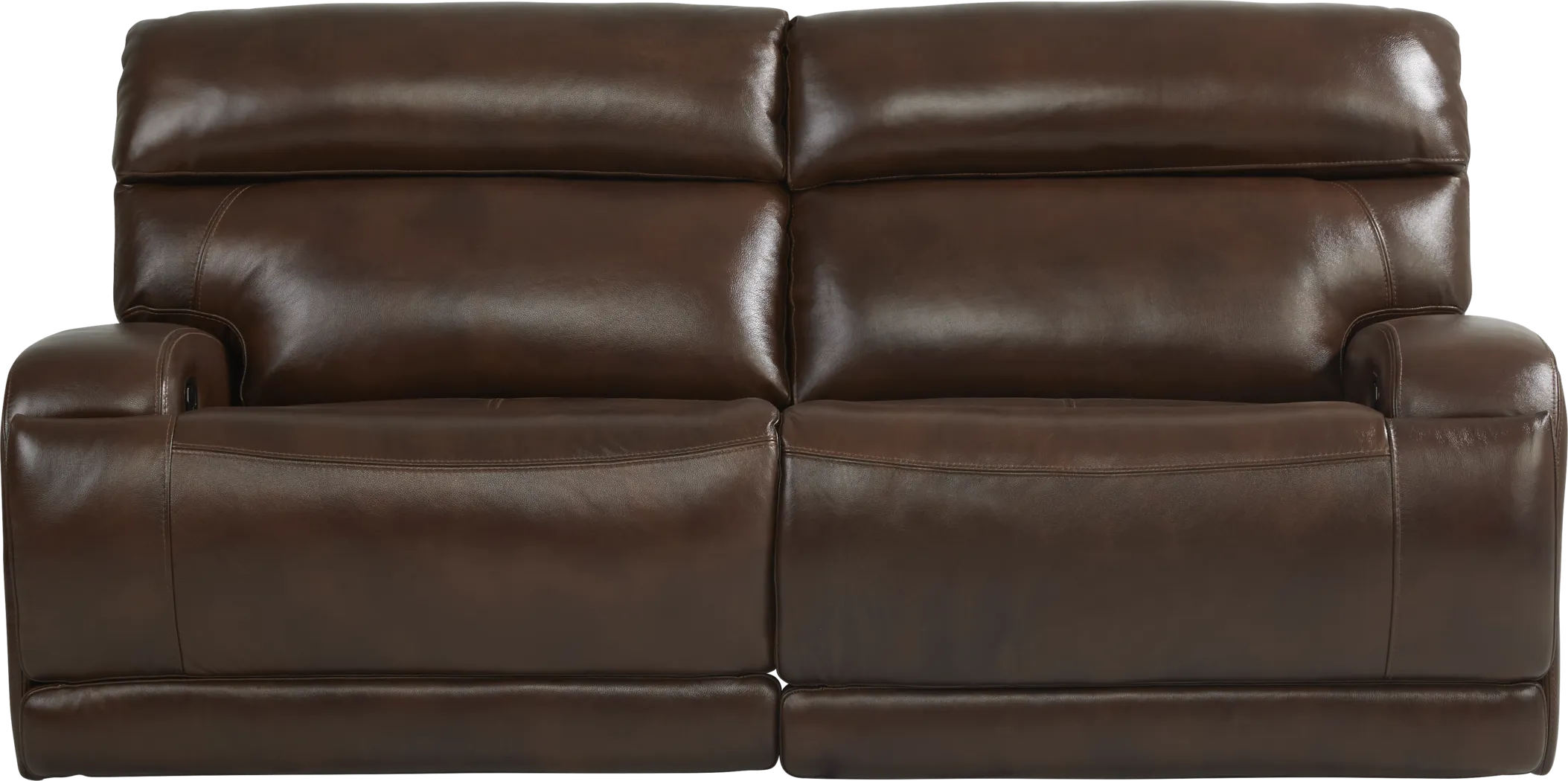 Burgio Brown Leather Dual Power Reclining Sofa - Thumbnail - Image 1