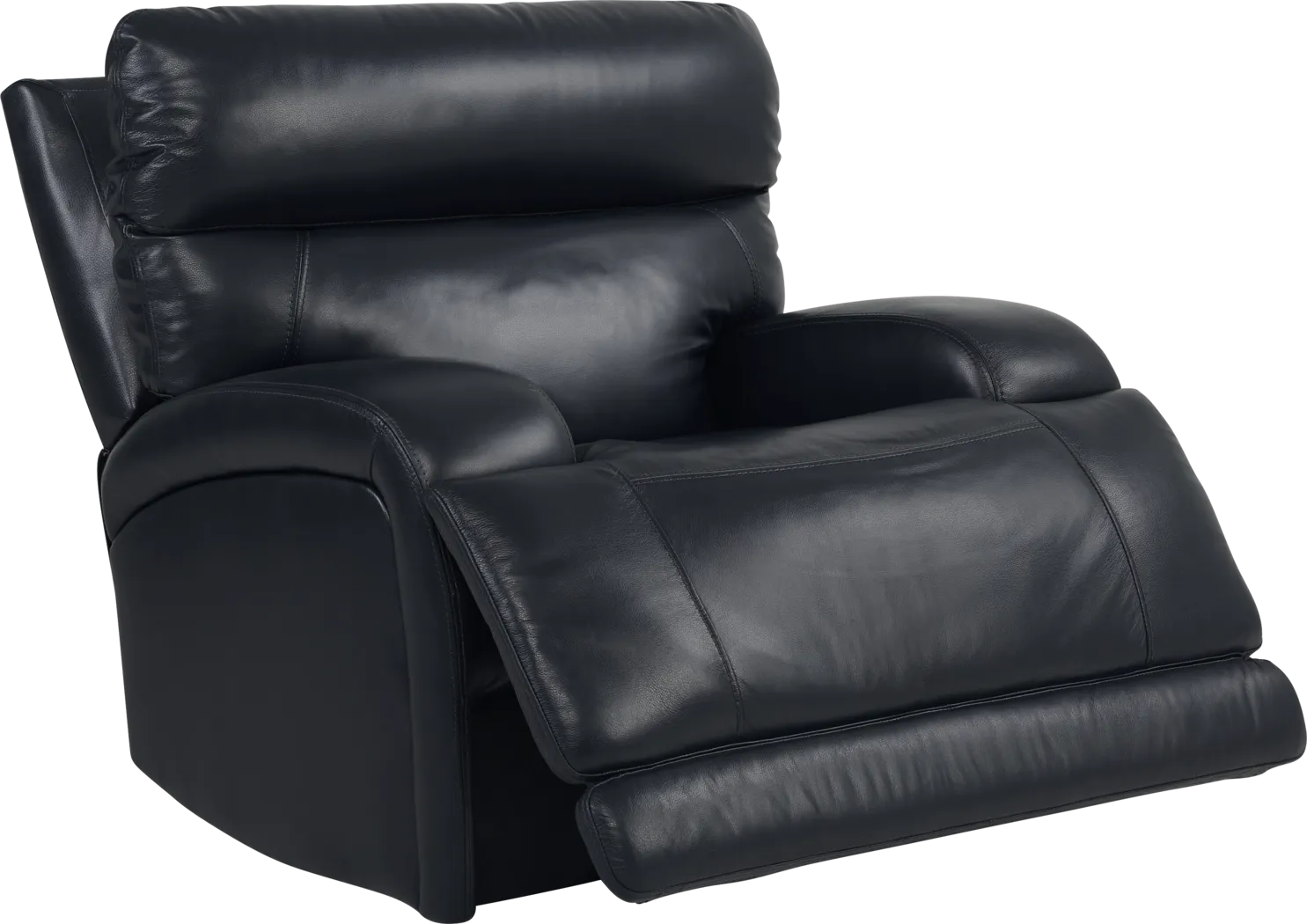 Burgio Navy Leather Dual Power Swivel Glider Recliner - Thumbnail - Image 2