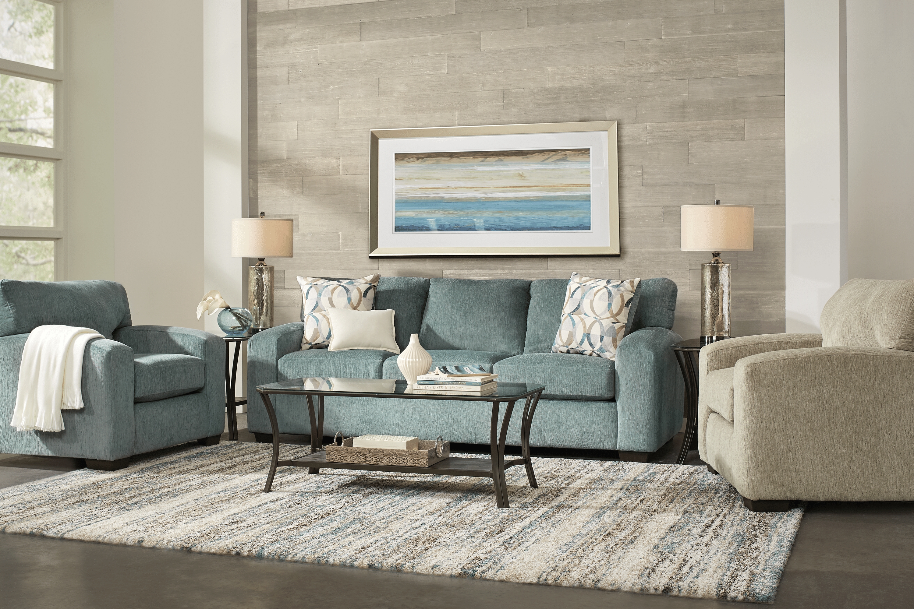 Burke Teal 5 Pc Living Room - Thumbnail - Image 1