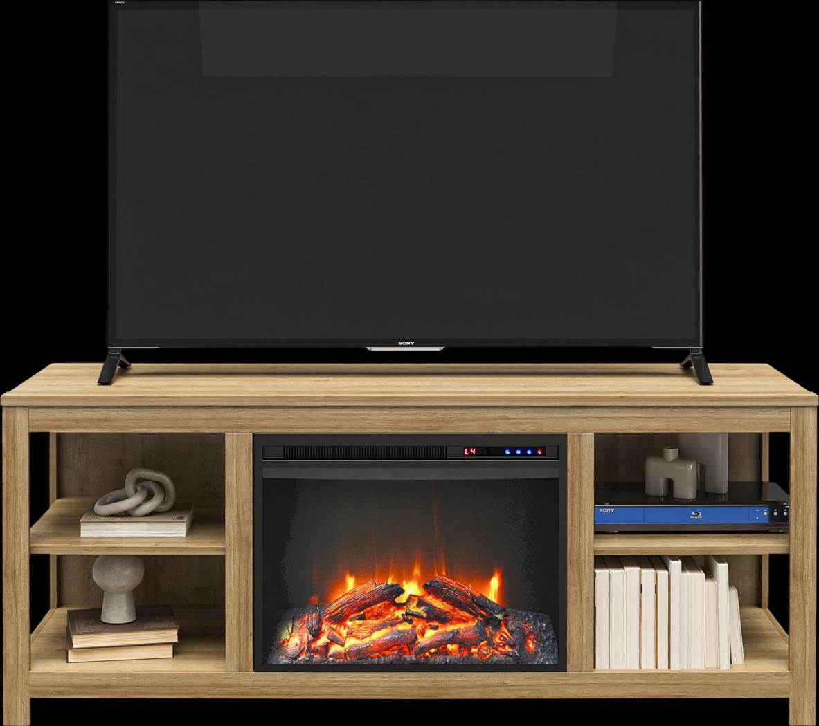 Burkhard Oak 59 in. Console with Electric Fireplace - Thumbnail - Image 5