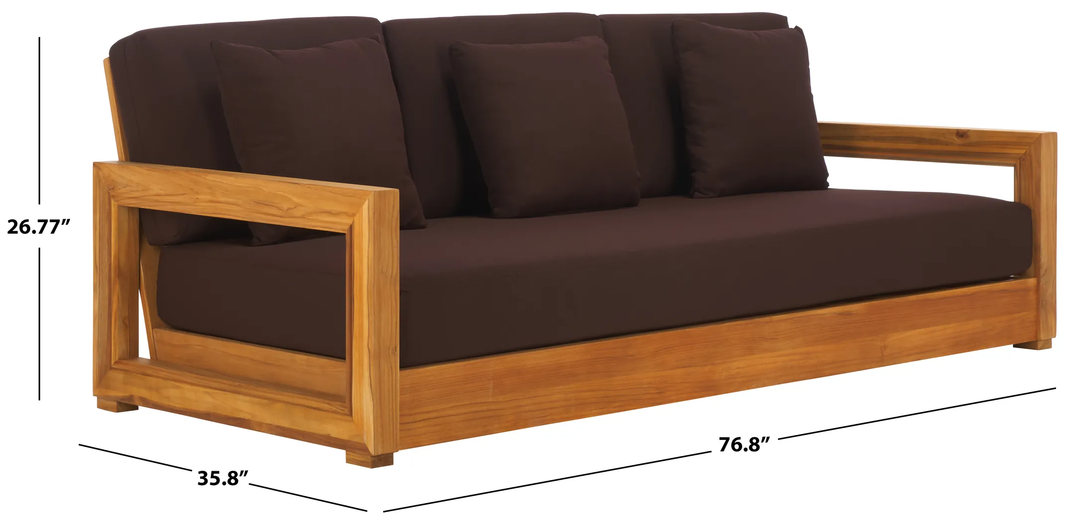 Burling Cay Natural Outdoor Sofa with Dark Brown Cushions - Thumbnail - Image 9