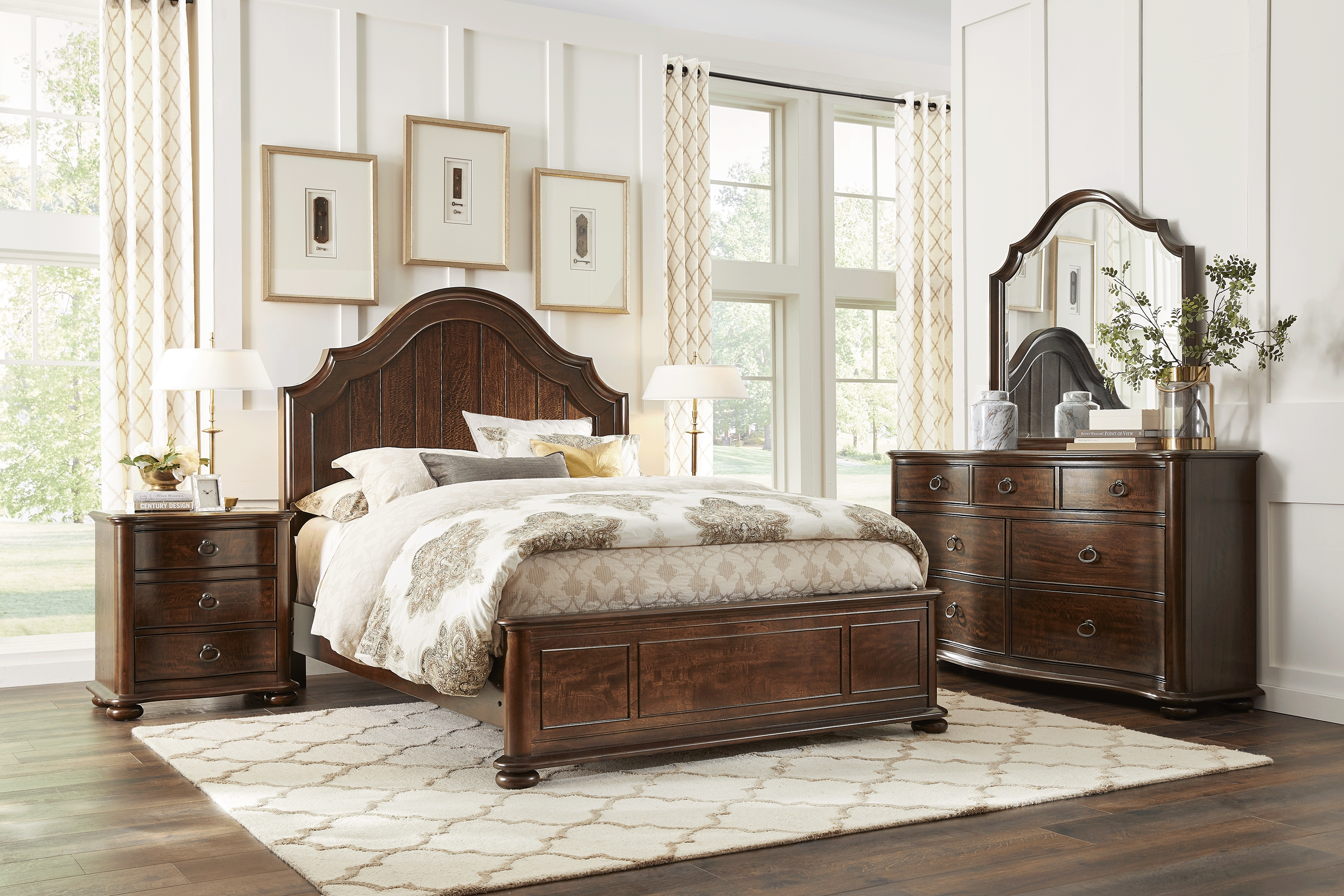 Burnette Brown Cherry 7 Pc King Bedroom - Thumbnail - Image 1