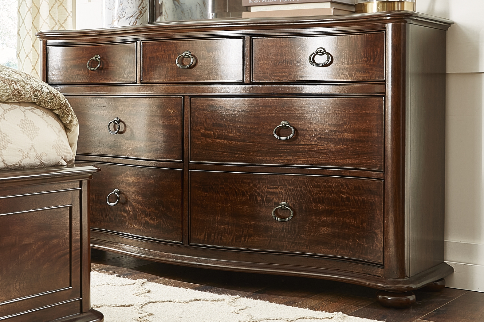 Burnette Brown Cherry 7 Pc King Bedroom - Thumbnail - Image 6