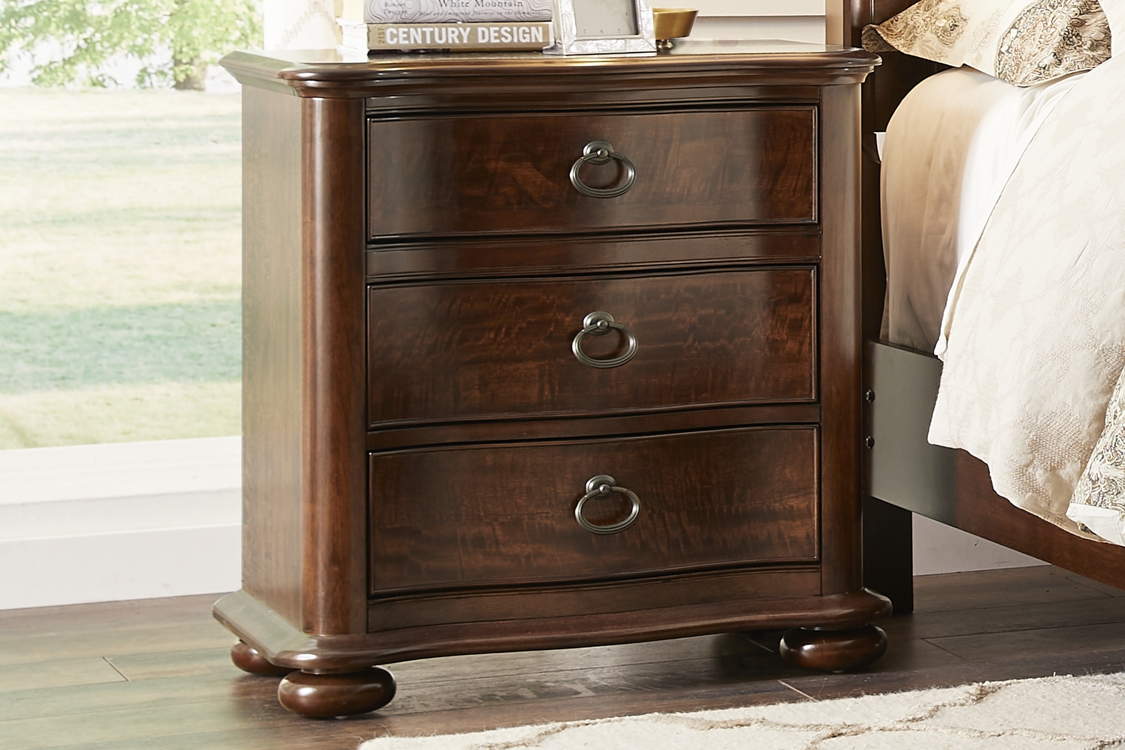 Burnette Brown Cherry Nightstand - Thumbnail - Image 2