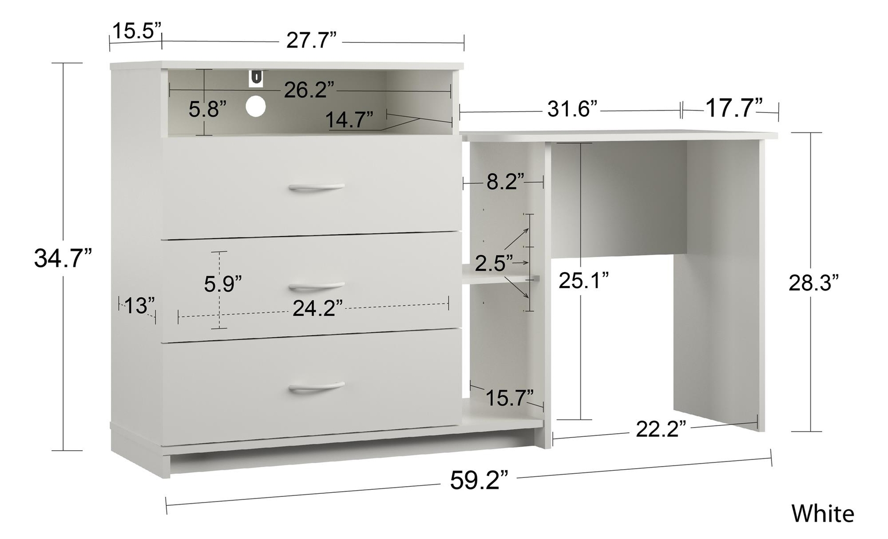Burritt White Desk - Thumbnail - Image 8