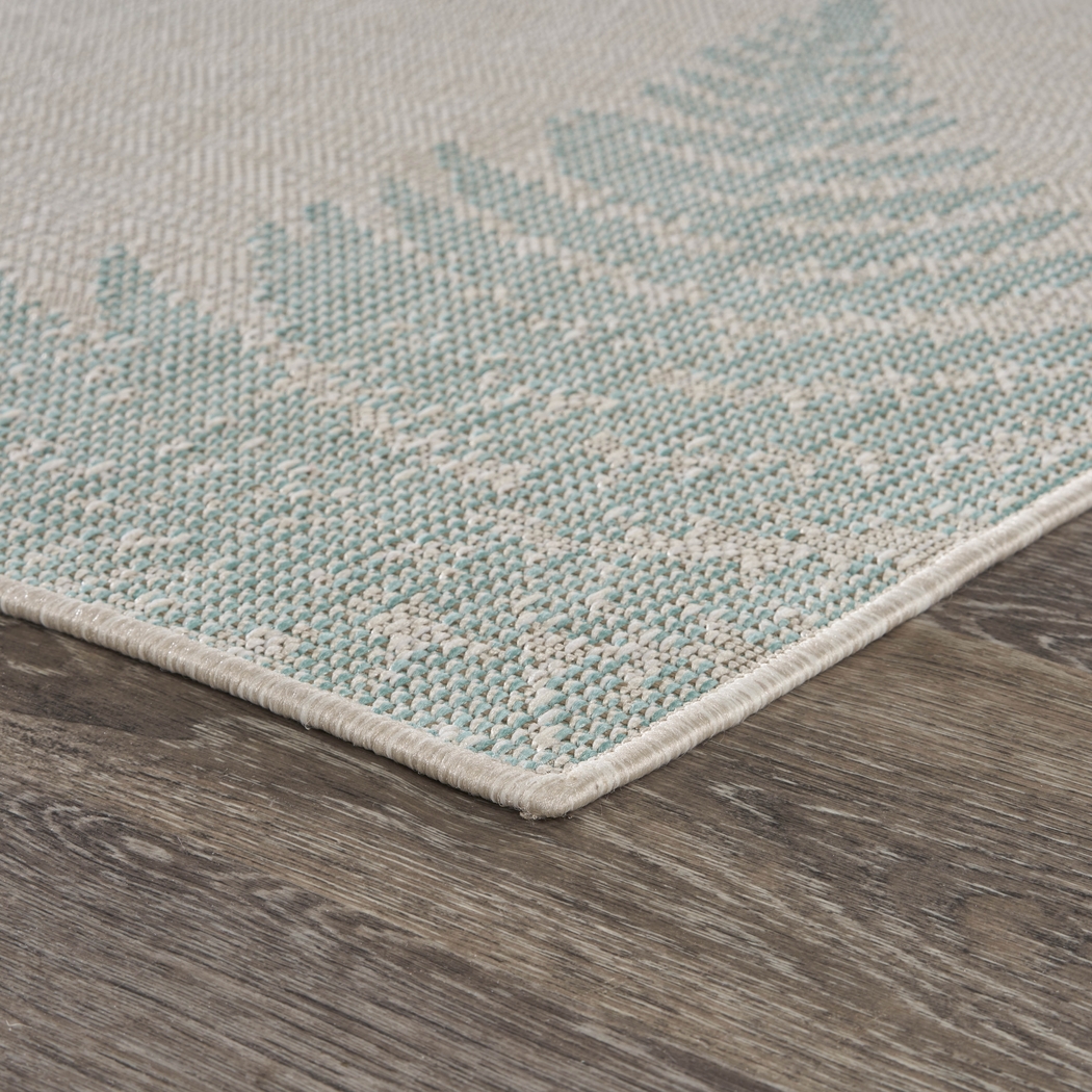 Burswin Teal,Cream 5'3 x 7'3 Indoor,Outdoor Rug - Thumbnail - Image 5