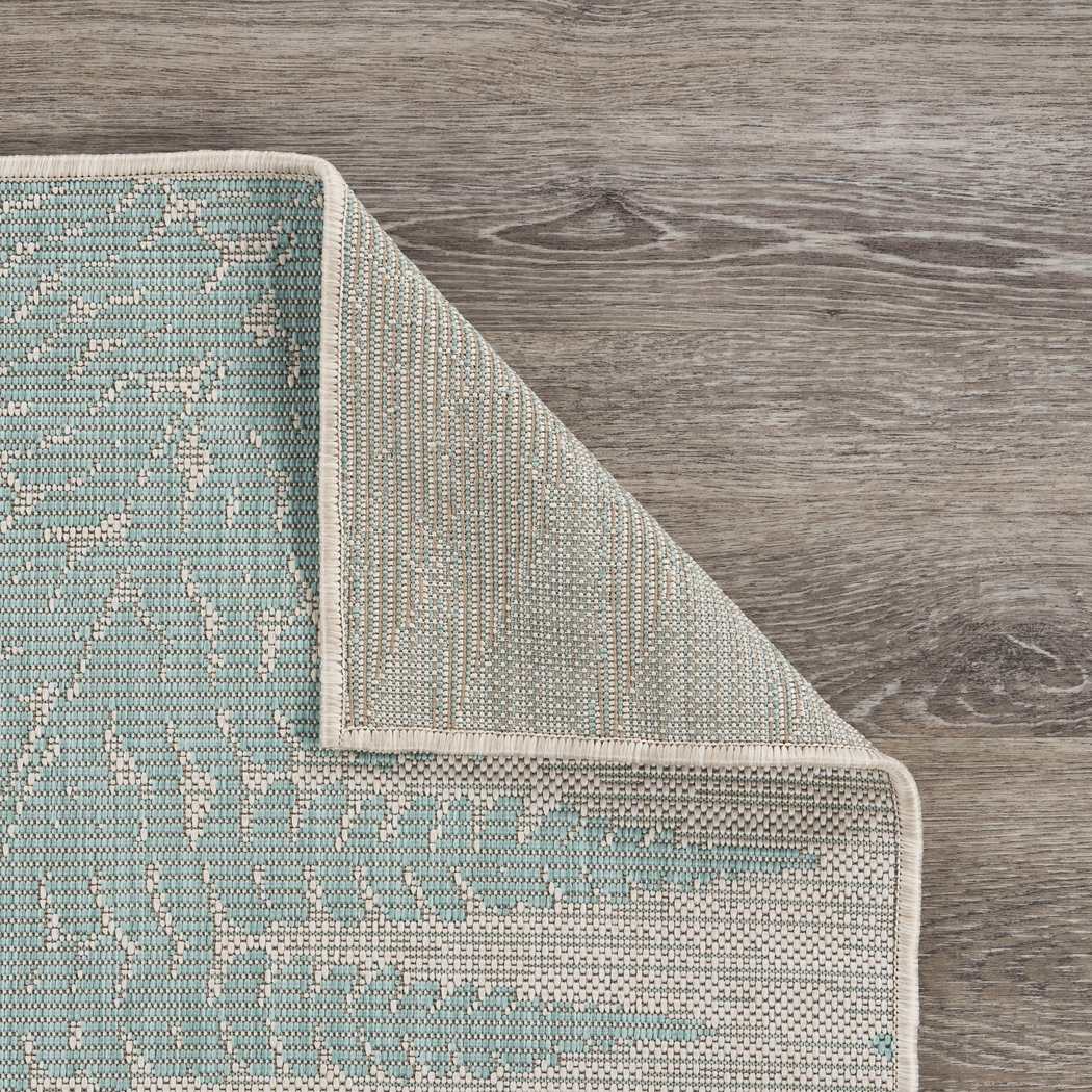 Burswin Teal,Cream 5'3 x 7'3 Indoor,Outdoor Rug - Thumbnail - Image 6