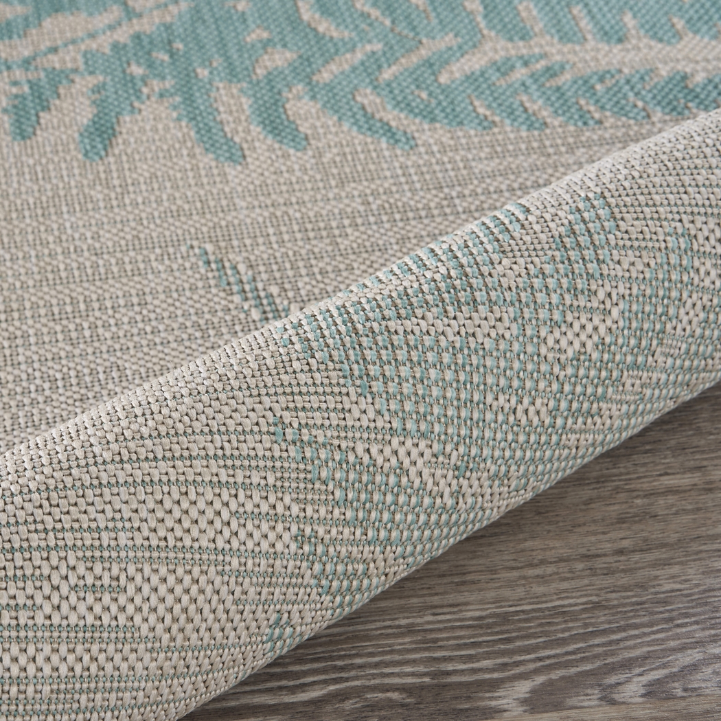 Burswin Teal,Cream 5'3 x 7'3 Indoor,Outdoor Rug - Thumbnail - Image 7