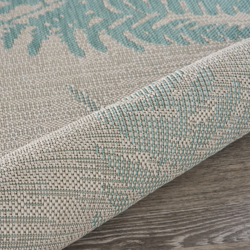 Burswin Teal,Cream 7'10 x 9'10 Indoor,Outdoor Rug - Thumbnail - Image 7