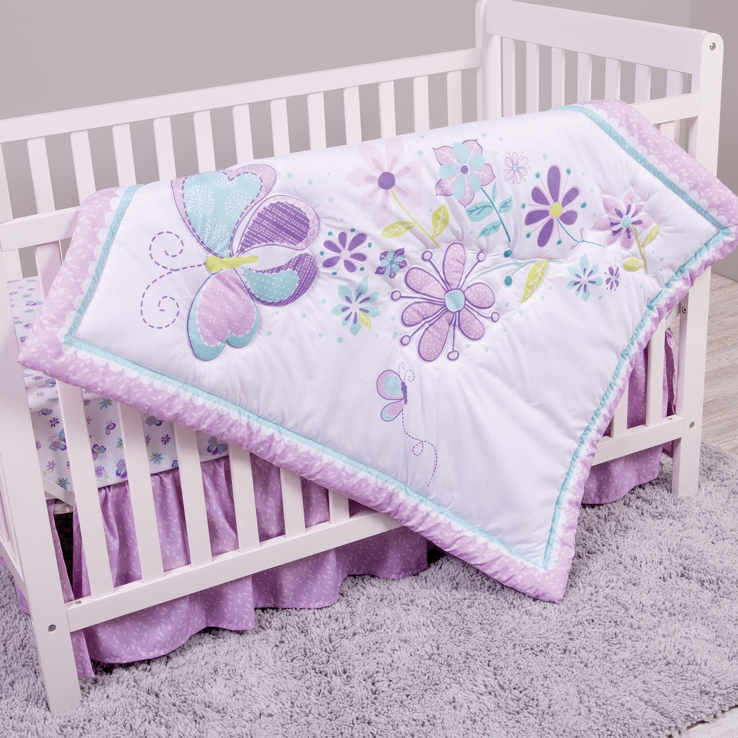 Butterfly Murmurs Purple 4 Pc Baby Bedding Set - Thumbnail - Image 4