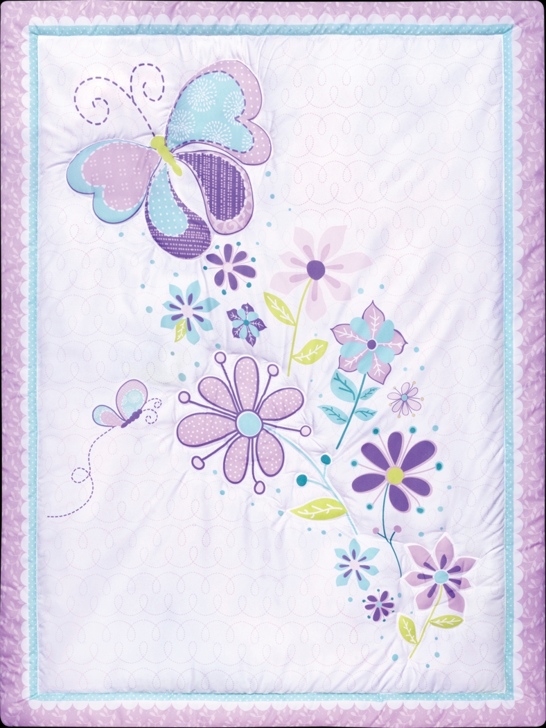 Butterfly Murmurs Purple 4 Pc Baby Bedding Set - Thumbnail - Image 8