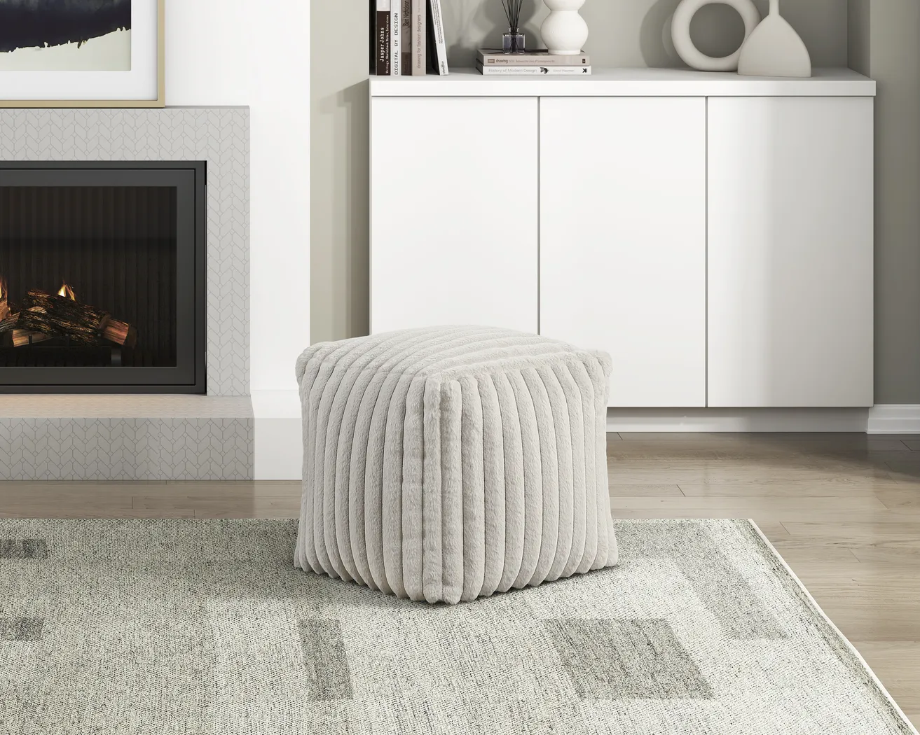 Buwel Off-White Pouf - Thumbnail - Image 2