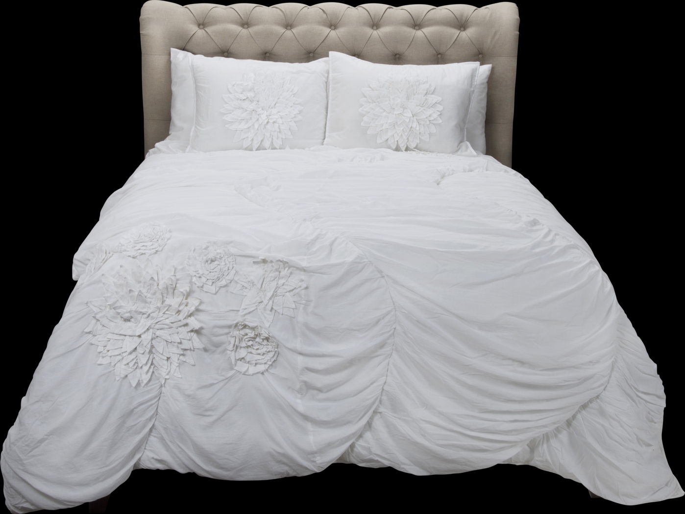 Byna White 3 Pc Queen Comforter Set - Thumbnail - Image 2
