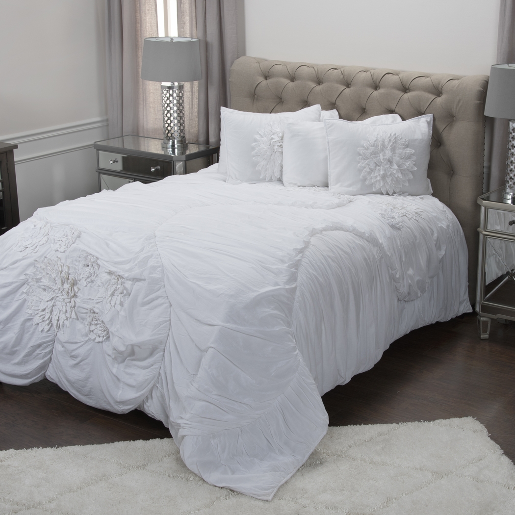Byna White 3 Pc Queen Comforter Set - Thumbnail - Image 1