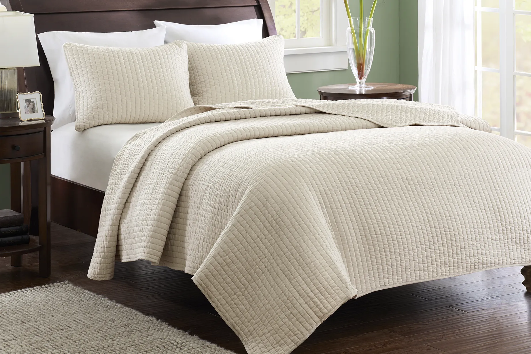 Keaton Light Khaki 3 Pc King Coverlet Set - Image 2