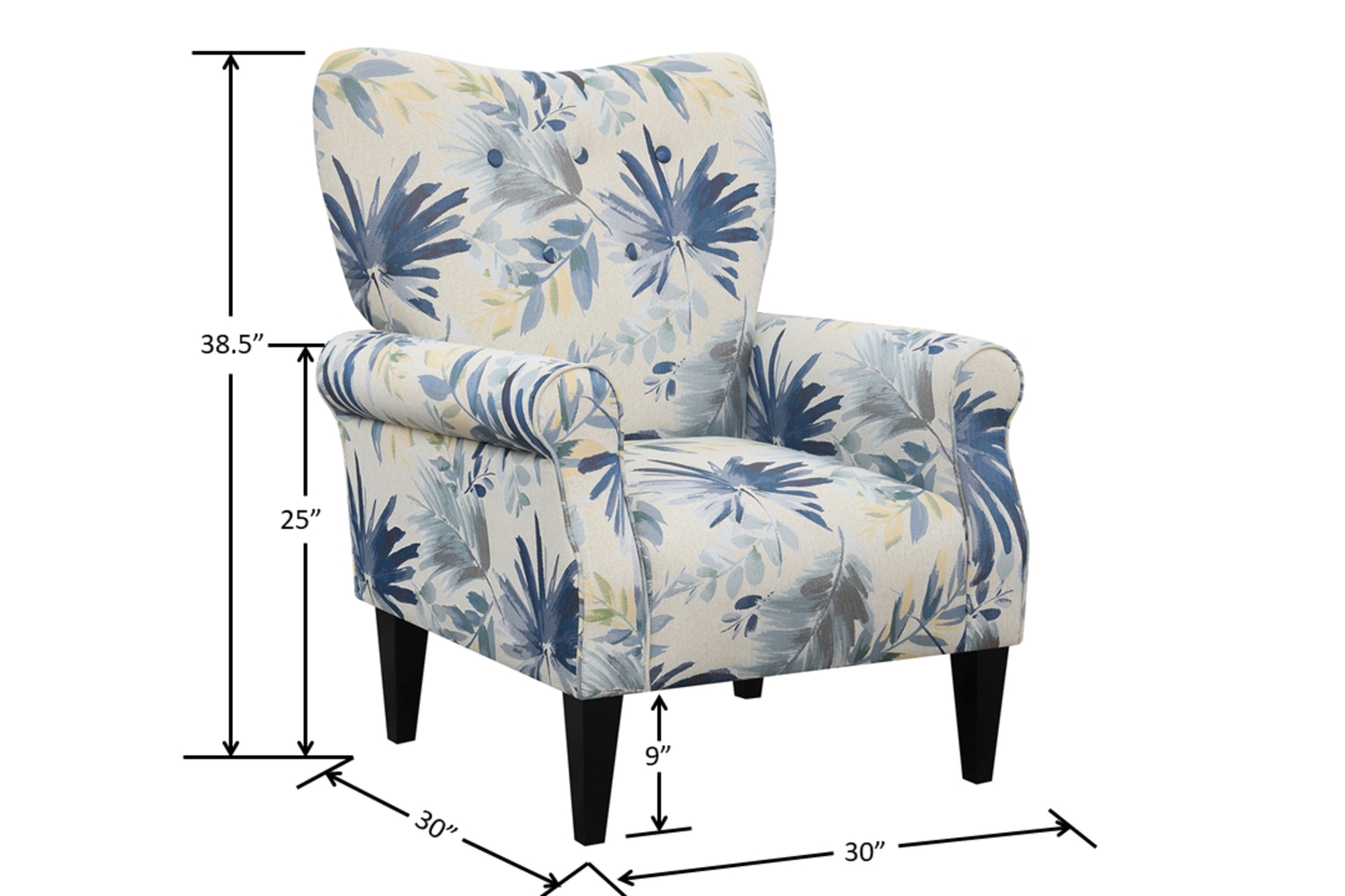 Cabell Blue Accent Chair - Thumbnail - Image 6
